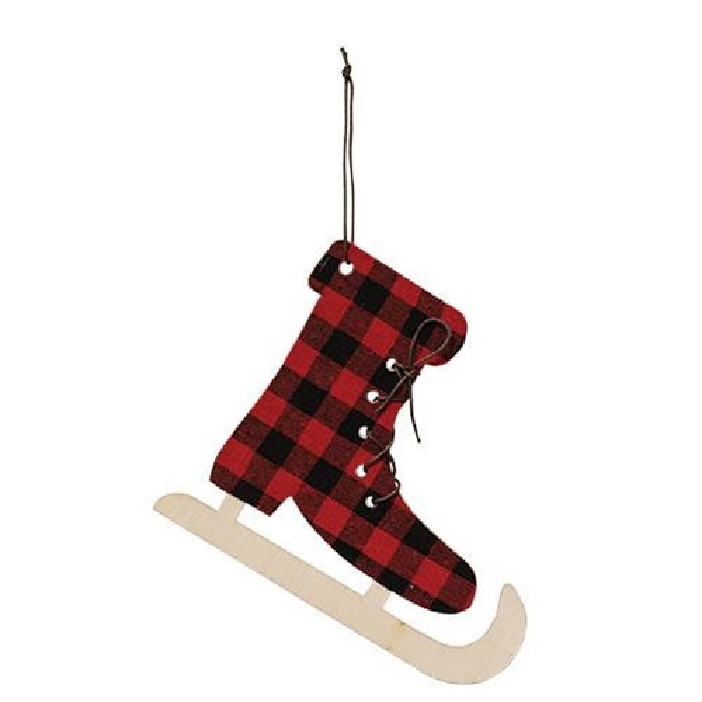 Red and Black Plaid Skateboard Christmas Ornament - Perfect for Holiday Tree Decor, Skateboarding Enthusiast Gifts & Winter Home Decoration