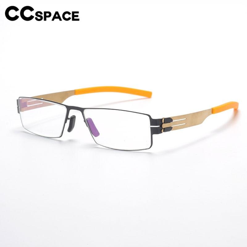 CCspace Men's Full Rim Square Screwless Alloy Eyeglasses 56712 - Lightweight Metal Frame Glasses for Men, Trendy Square Eyewear for Work, Reading & Daily Use