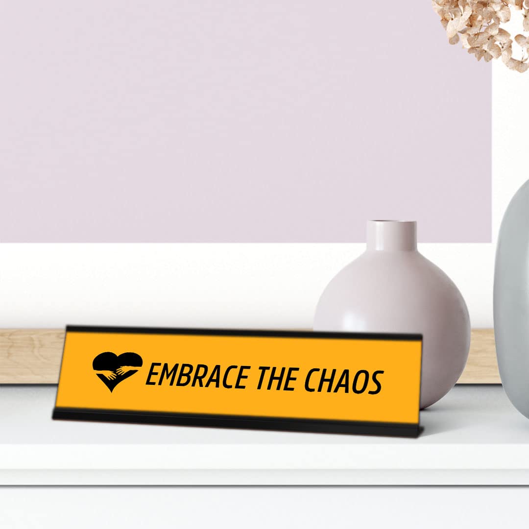 Yellow and Black Frame Desk Sign (2 x 8 Inches) - Motivational Office Decor for Workstations, Home Offices & Gifts - Perfect for Inspiring Productivity and Organization