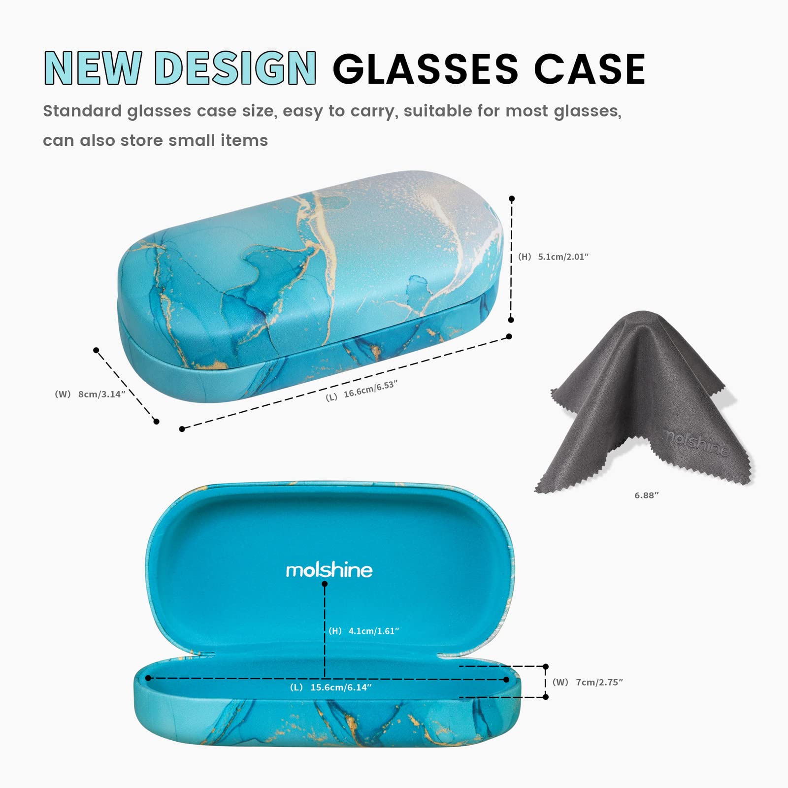 molshine Hard Shell Sunglasses Case - Durable Protective Eyewear Storage for Women & Men - Classic Large Glasses Holder for Sunglasses & Eyeglasses - Perfect for Travel, Outdoor Activities & Daily Use