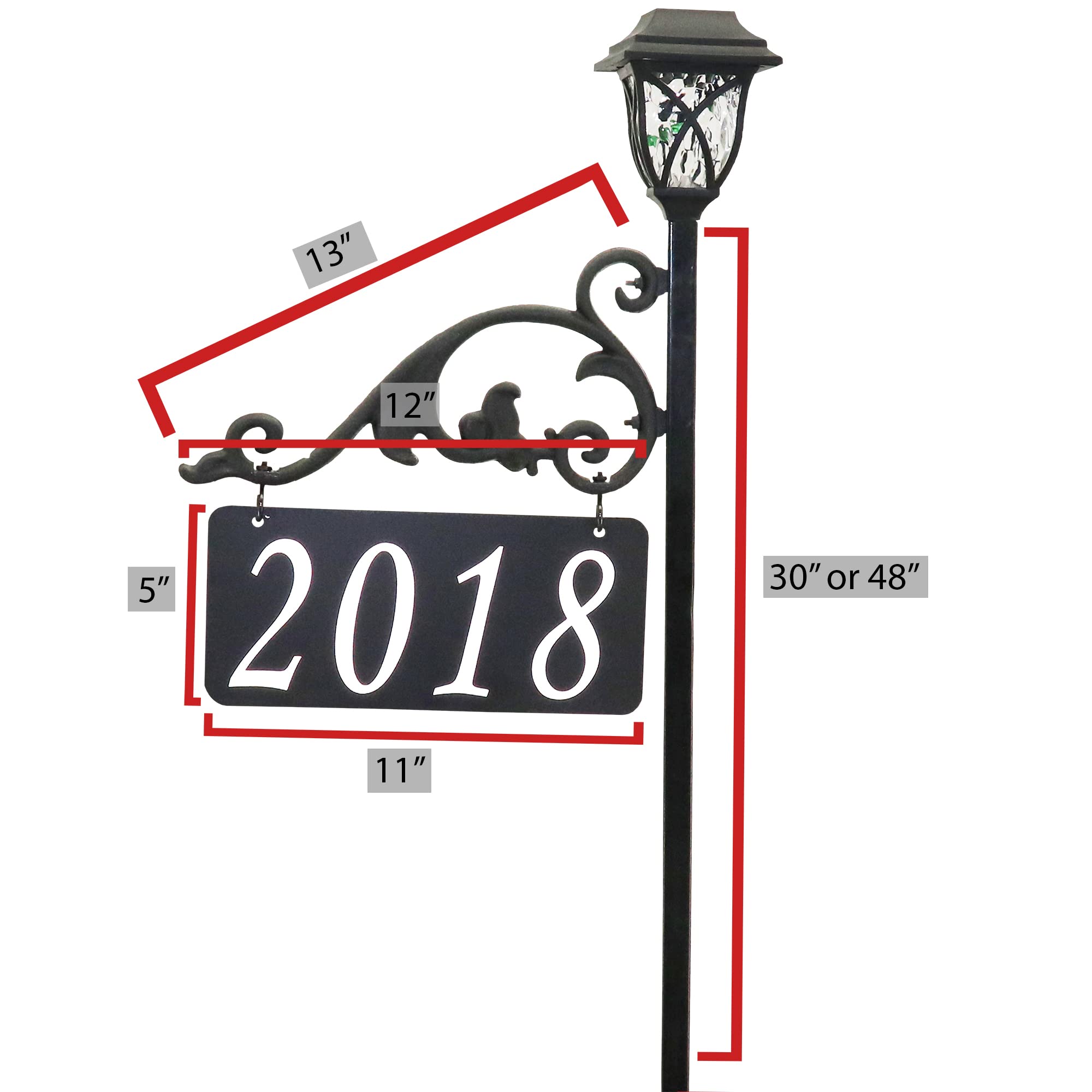 Solar Reflective Address Sign with Post - Double Sided for Home Security