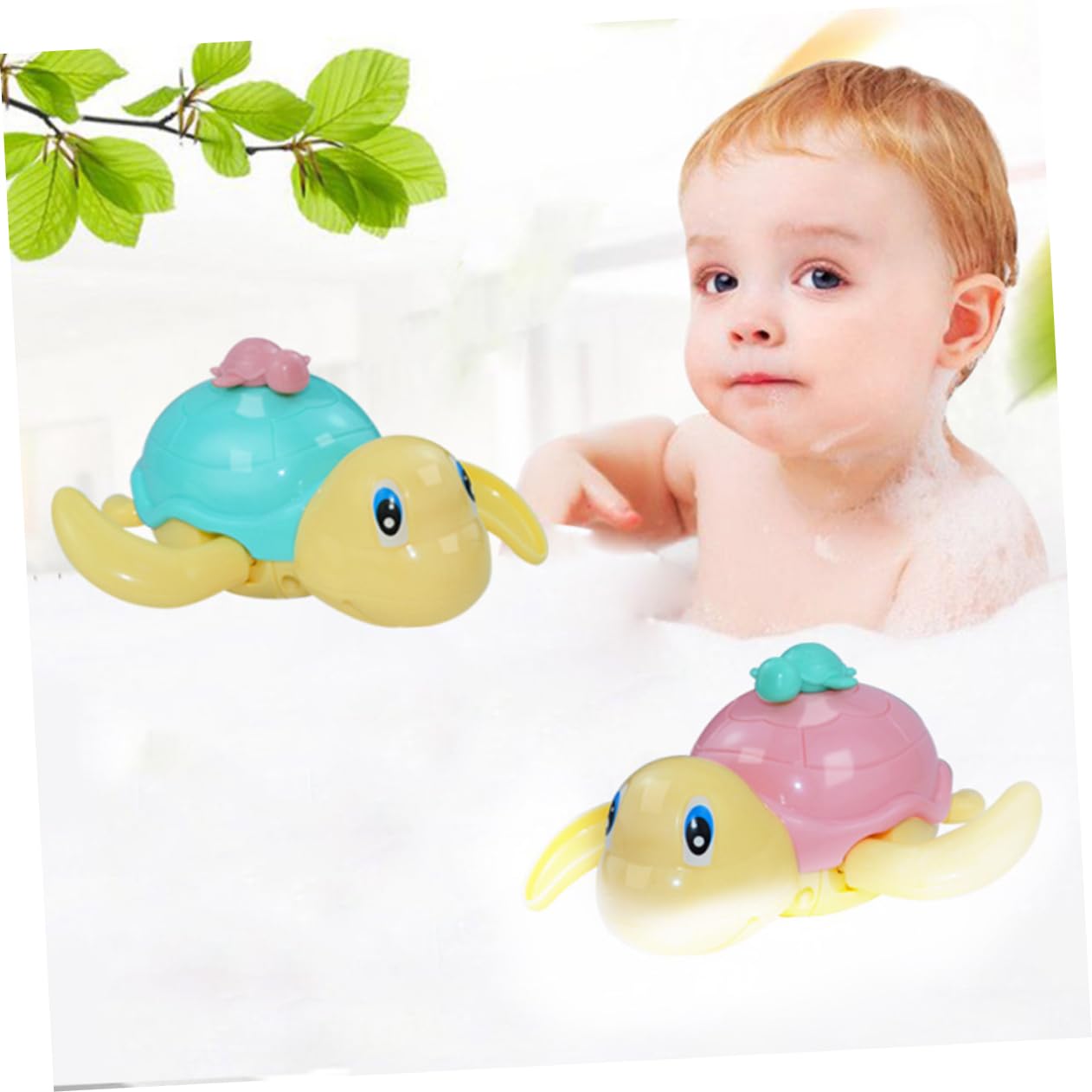 Totority 2-Pack Wind-Up Swimming Turtle Toys - Fun Bath & Pool Toys for Kids, Floating Water Play Toys for Toddlers & Children - Perfect for Bathtime, Pool Parties & Summer Outdoor Play