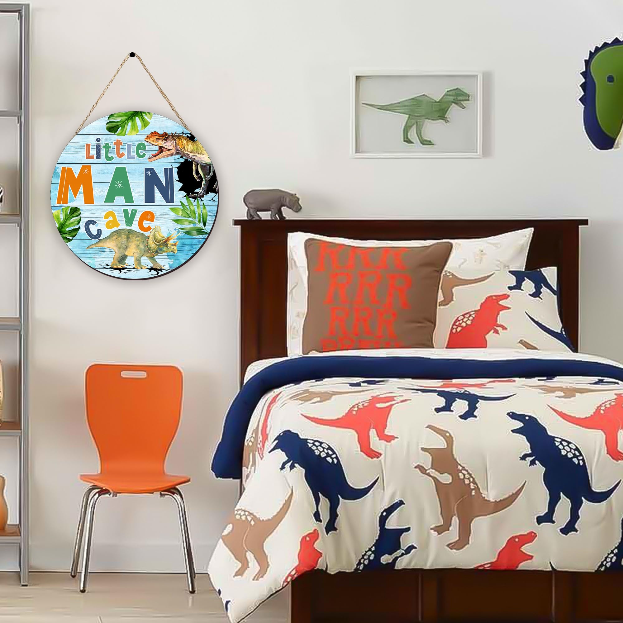Dinosaur Nursery Decor for Boys - Little Man Cave Wooden Wall Sign, Baby Boy Room Decor for Bedroom, Playroom & Living Room | Perfect for Kids' Rooms, Themed Nurseries & Dinosaur Lovers