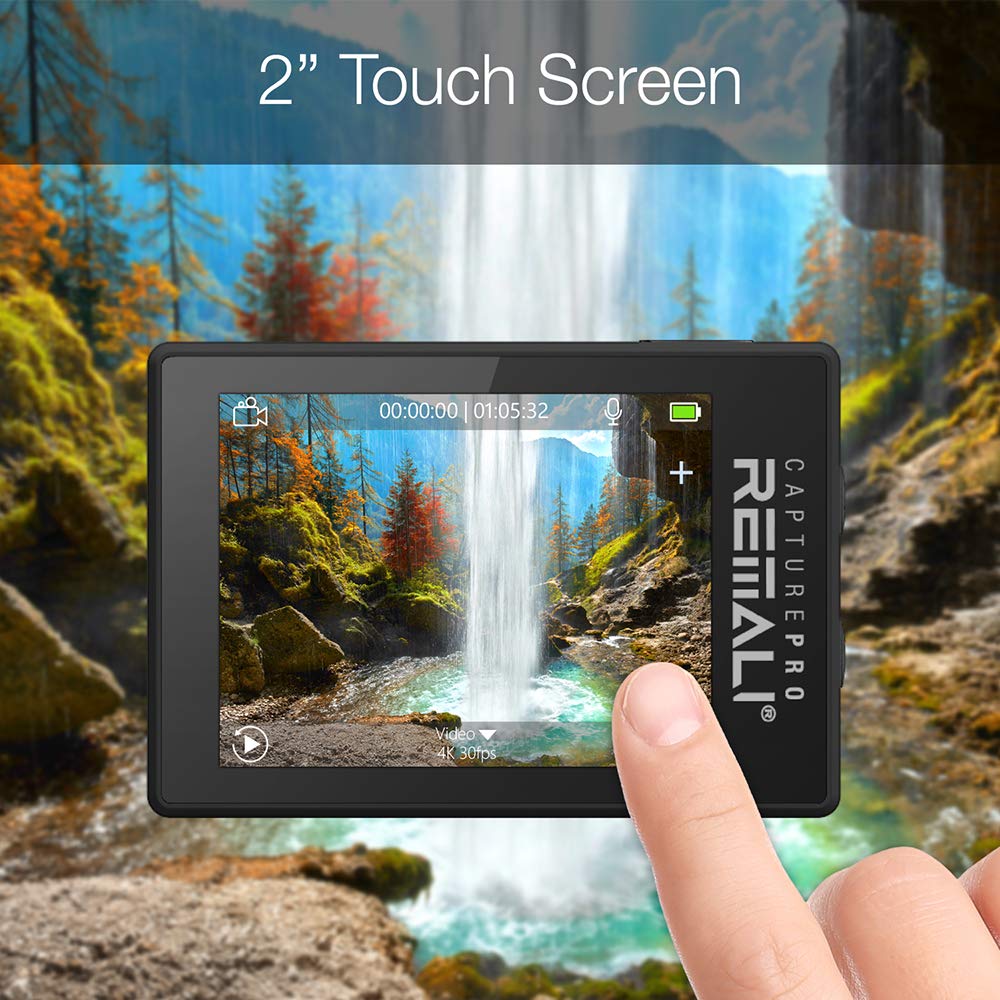 REMALI CapturePro 4K/60fps 20MP Waterproof Sports Action Camera Kit - WiFi, 2