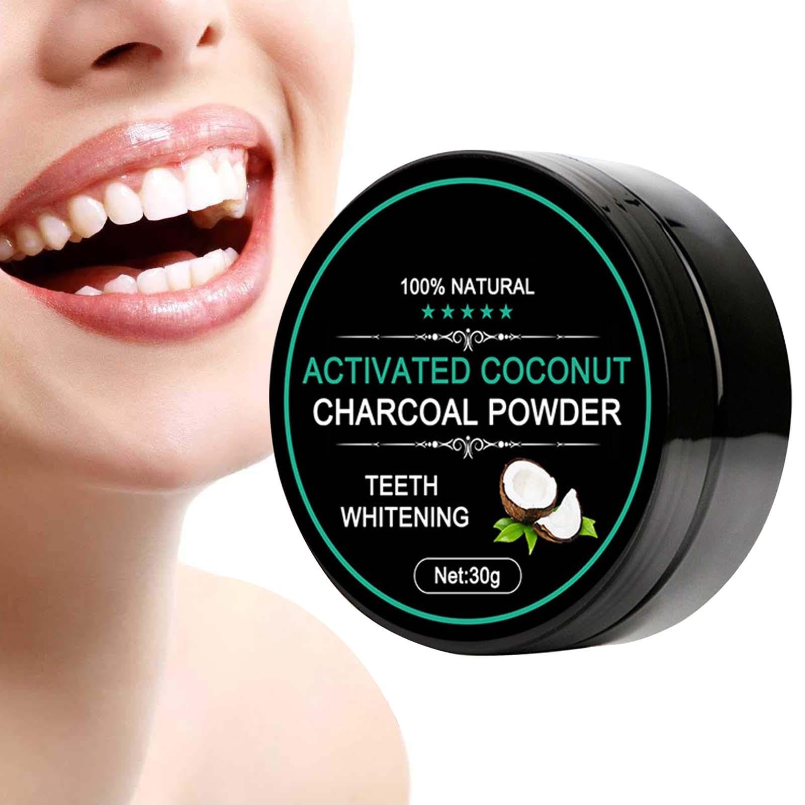 Xujuika 30g Natural Teeth Whitening Powder with Activated Charcoal & Coconut Shell - Organic Dental Care for Brighter Smile - Perfect for Coffee, Tea & Smoking Stain Removal at Home