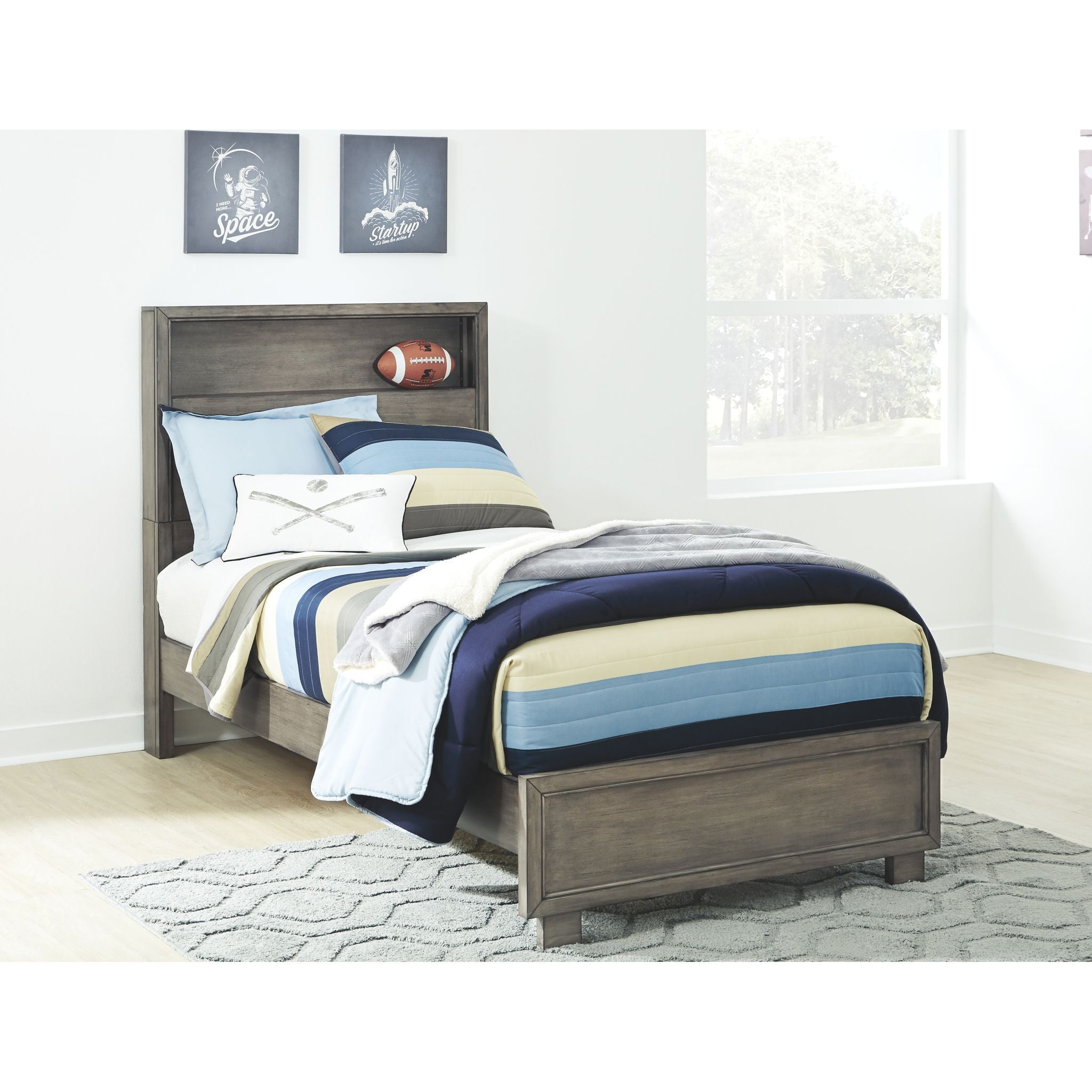 Arnett 5-Piece Twin Bedroom Set in Gray - Modern Kids' Bedroom Furniture for Small Spaces & Guest Rooms