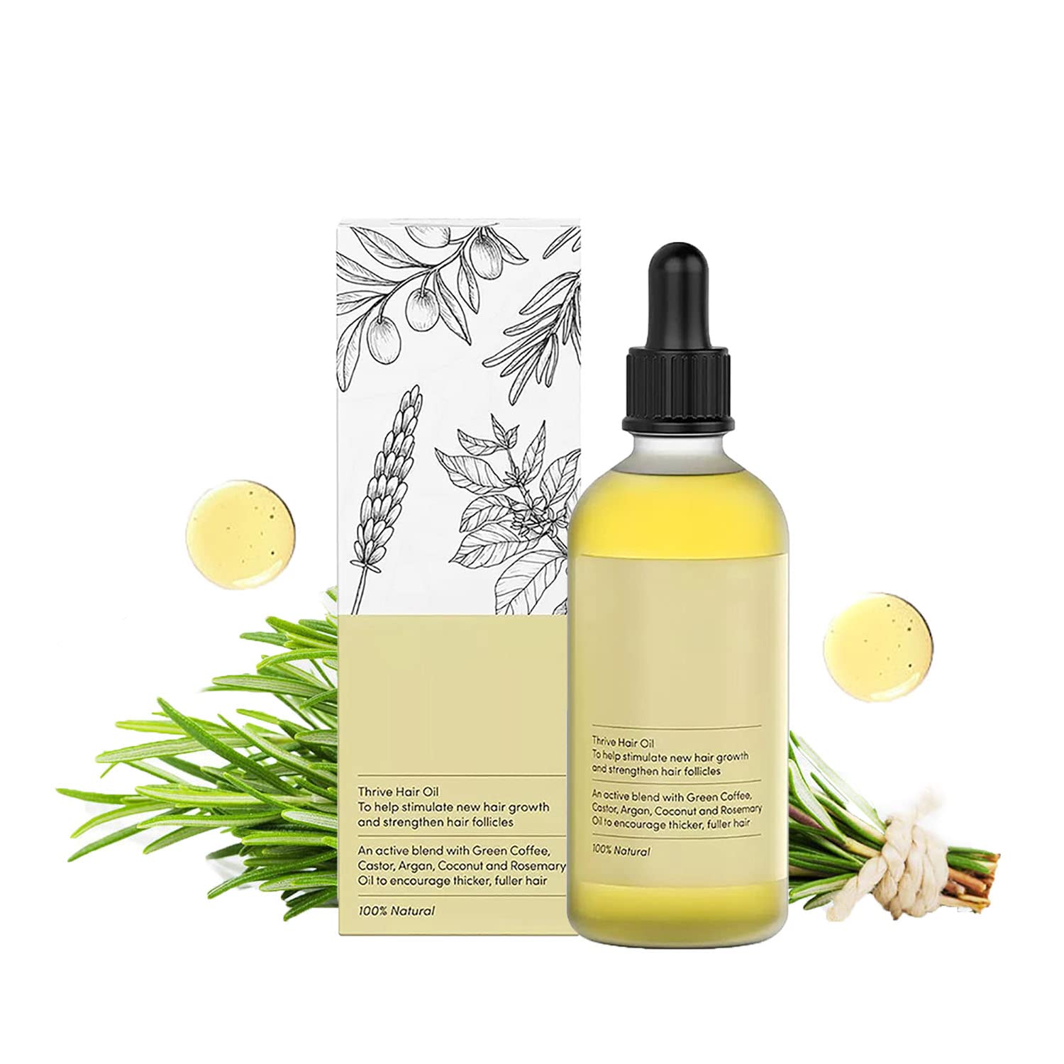 Velisy Natural Hair Growth Oil with Rosemary - 60ml for African Hair Care - Strengthens Hair Follicles, Promotes Thicker & Fuller Hair - Ideal for Daily Scalp Massage & Nighttime Hair Treatment (1pc)