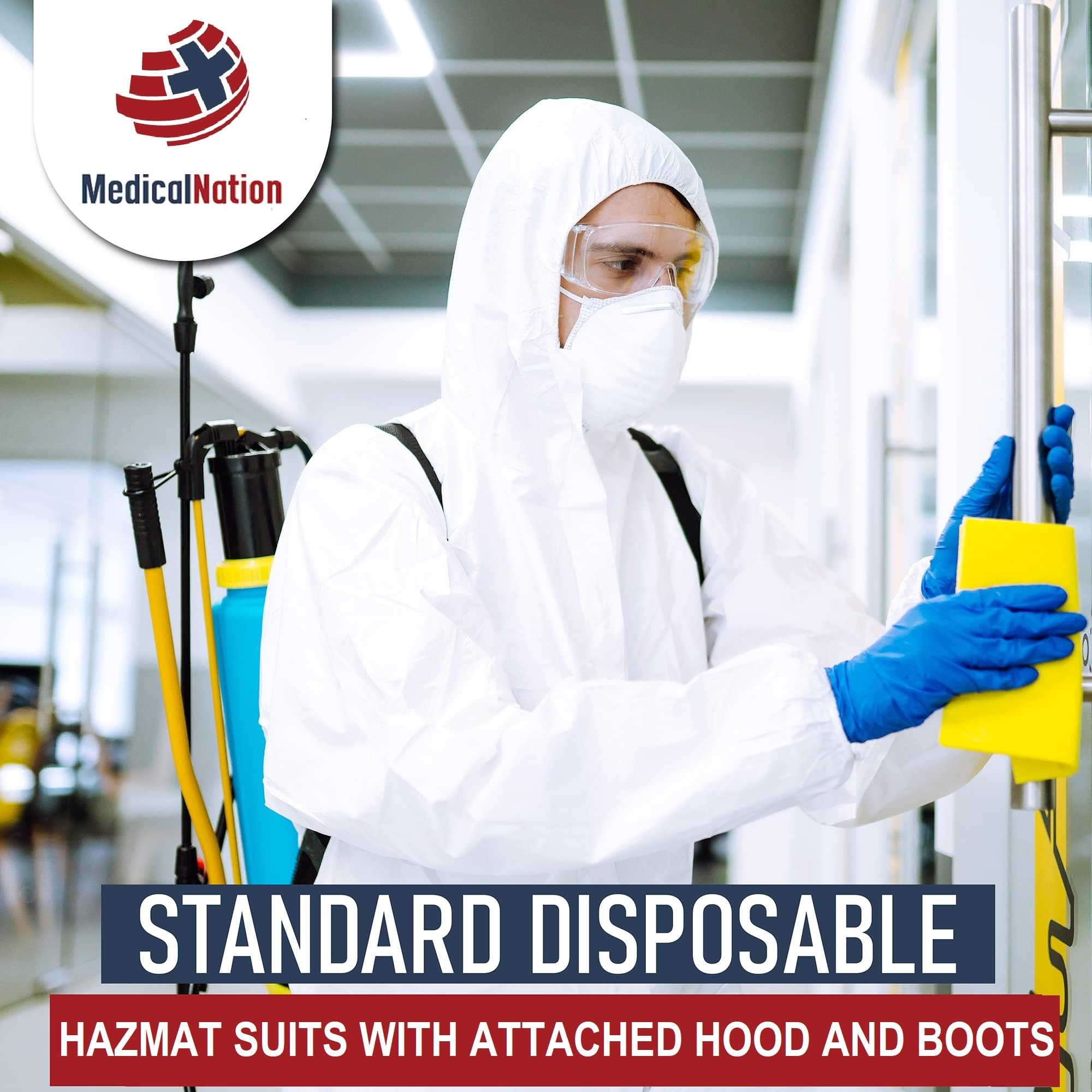 Disposable Hazmat Suits 25 Pack - Full Body Protective Coveralls with Attached Hood & Boots | Heavy Duty Water Resistant Painters Suit for Adults | Breathable Chemical Protection | Ideal for Painting, Construction, Chemical Handling & Emergency Response