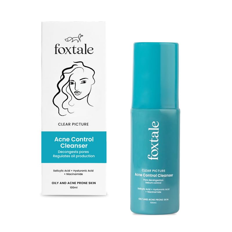 Foxtale 2% Salicylic Acid Acne Face Wash for Oily & Acne-Prone Skin - Oil Control & Bacteria-Fighting Cleanser for Men & Women (100ml) - Daily Skincare for Breakouts & Blackheads