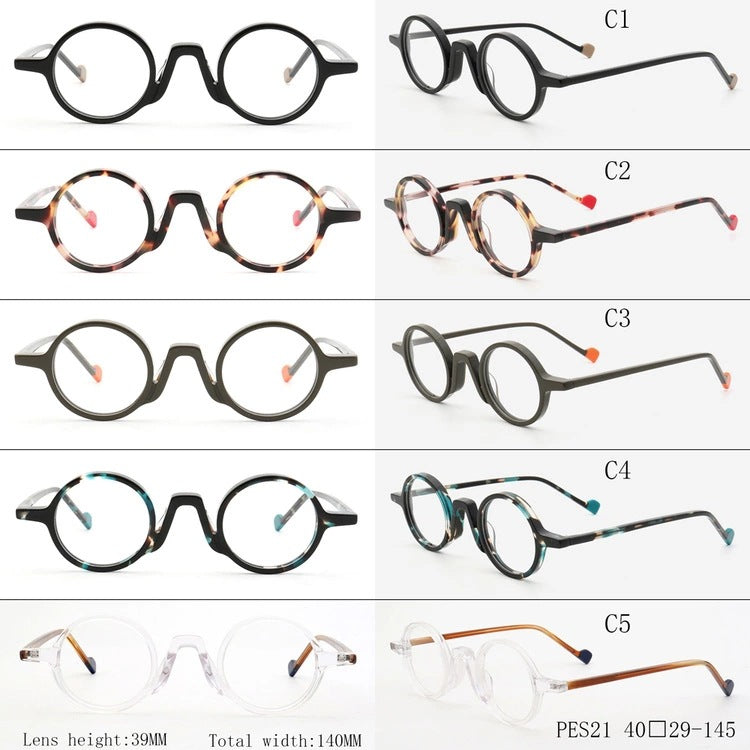 Stylish Acetate Round Glasses Frames YM PES21 - Trendy Unisex Eyewear for Reading, Fashion & Everyday Use