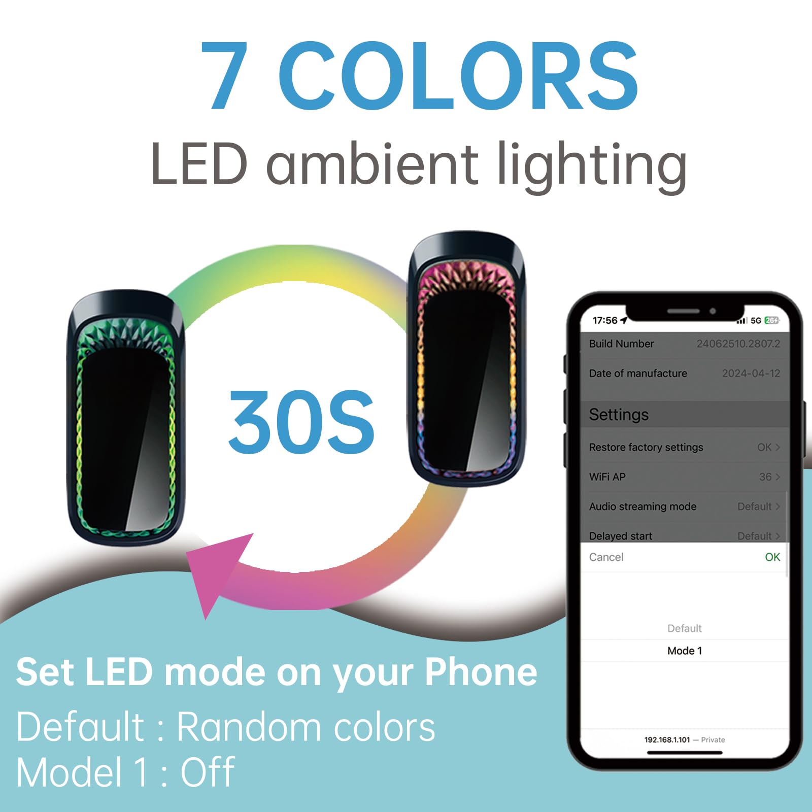 Wireless Apple CarPlay & Android Auto Adapter with RGB Ambient Lighting - 2-in-1 USB Dongle for Cars with OEM CarPlay/Android Auto - Convert Wired to Wireless, Plug & Play - Perfect for Commuting, Road Trips & Hands-Free Driving (Model T)