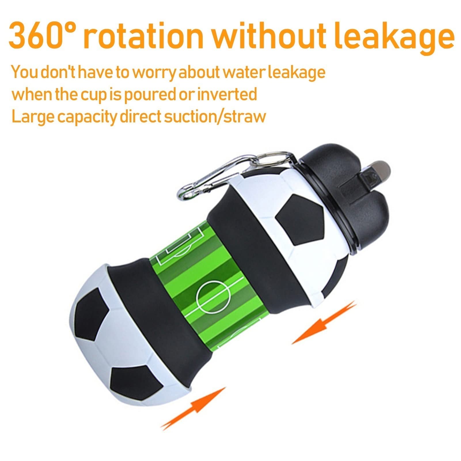 Collapsible BPA-Free 550ML Silicone Water Bottle - Portable Sports Ball Shape Reusable Bottle for School, Camping, Outdoor Activities & Travel | Food Grade Soft Design (Tennis Ball Size) - Perfect for Hiking, Gym, Yoga & Kids Lunchboxes