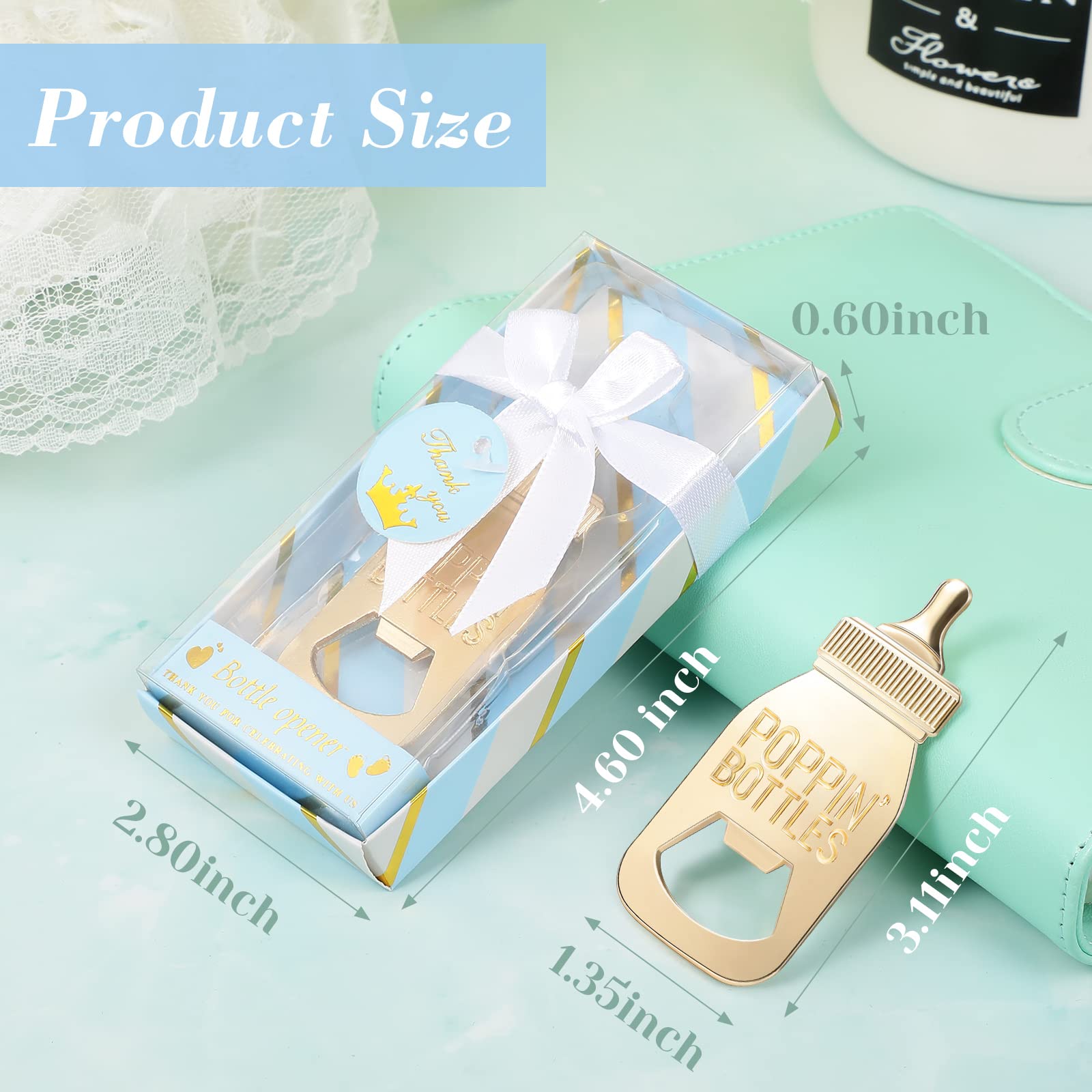 50 Pieces Cute Baby Bottle Openers - Baby Shower Favors, Gender Reveal Party Souvenirs, Guest Prizes for Boys & Girls - Blue Box - Perfect for Baby Showers, Birthday Parties & Thank You Gifts