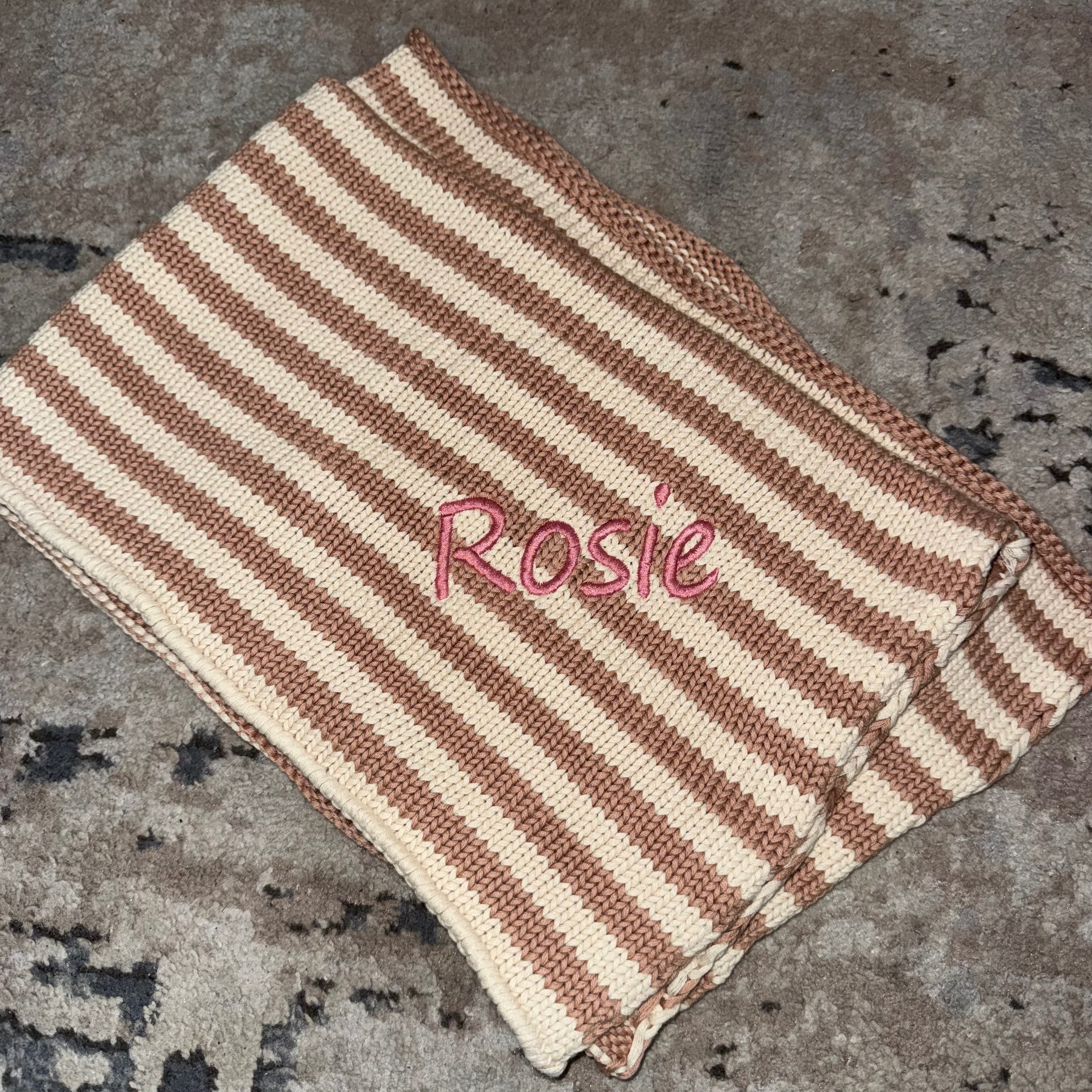 Domani Home Iconic Stripe Knit Baby Blanket - Soft Blush Pink for Newborns & Infants | Perfect for Nursery, Stroller & Swaddling | Cozy & Breathable Baby Gift