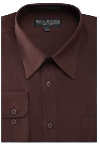 Daniel Ellissa DS3001 Convertible Cuff Basic Dress Shirt in Dark Brown | Formal & Business Attire for Men | Perfect for Office, Weddings & Special Occasions