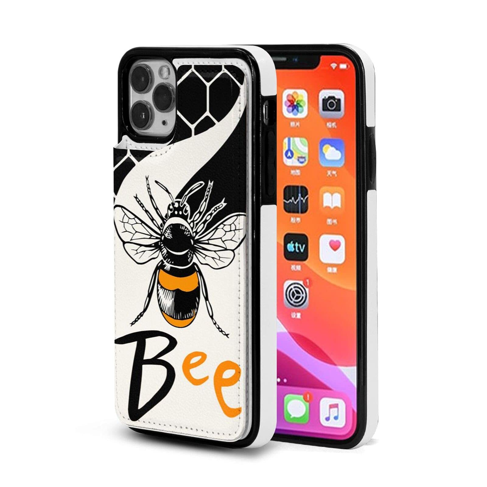 Queen Bee iPhone 11/Pro/Max PU Leather Wallet Case with Card Holder - Magnetic Clasp Shockproof Cover - Perfect for Business Travel & Everyday Use
