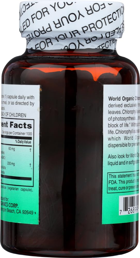 Organic Chlorophyll 60MG - 100 Capsules | Natural Detox & Energy Boost | Supports Immune System & Digestion | Perfect for Daily Wellness & Detox Routine