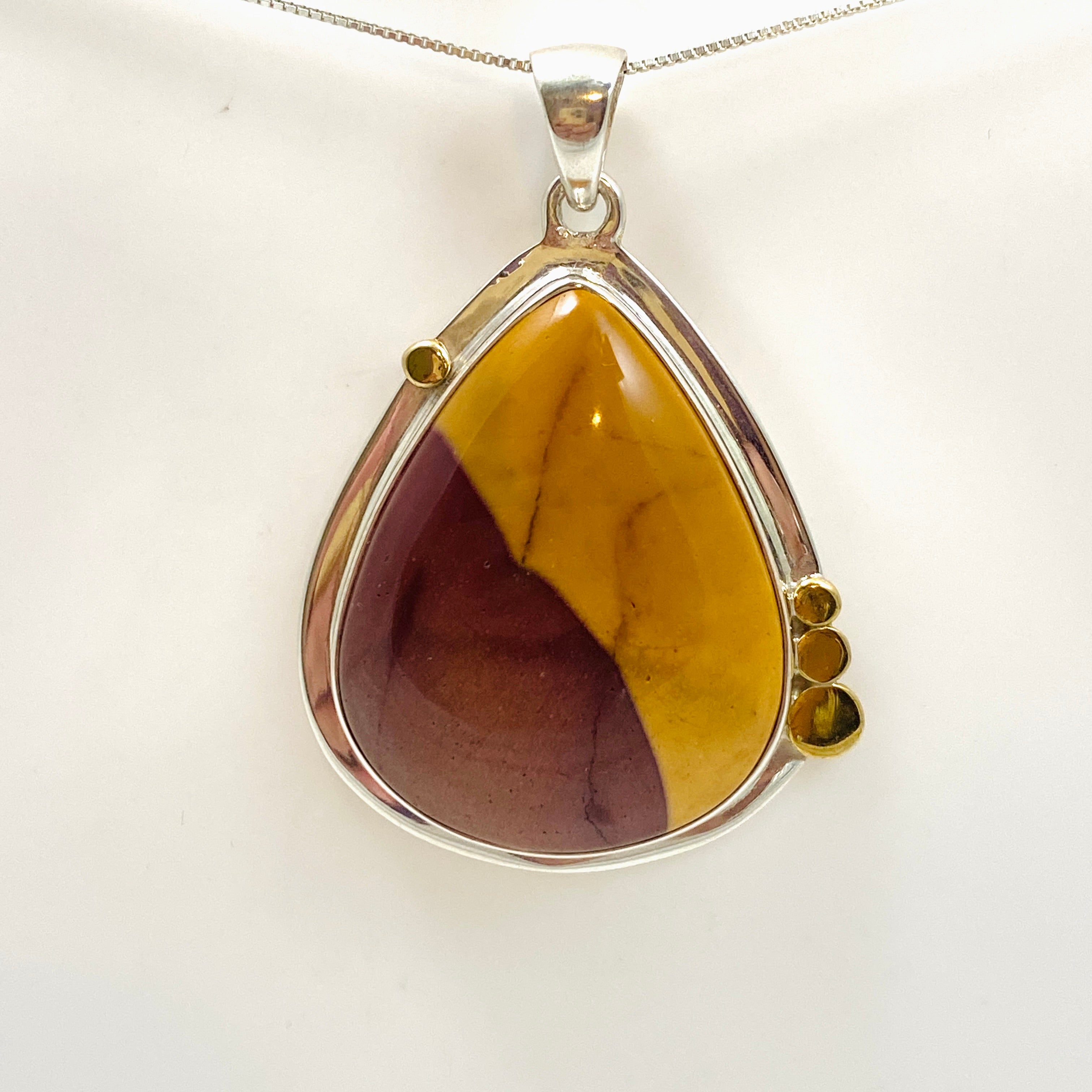 Natural Mookaite Teardrop Cabochon Pendant with Brass Accents - Unique Handmade Jewelry KPGJ4841 | Perfect for Boho Style, Gift Giving & Spiritual Healing