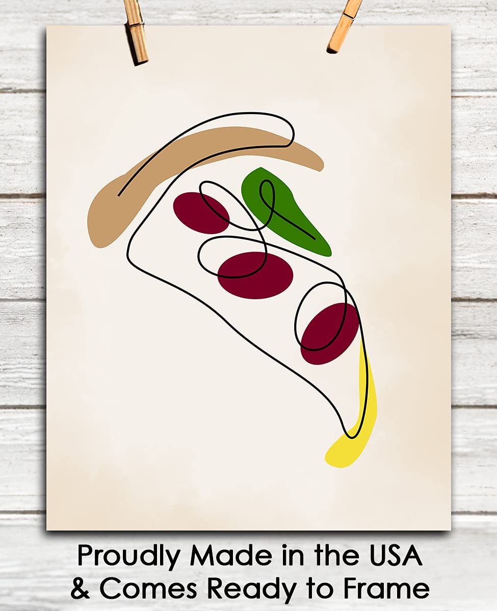 Abstract Pizza Line Figure Wall Art - Minimalist Aesthetic Boho Home Decor for Living Room, Bedroom & Office - Unframed 8x10 Inch Poster | Perfect for Modern Housewarming Gifts & Apartment Wall Decor