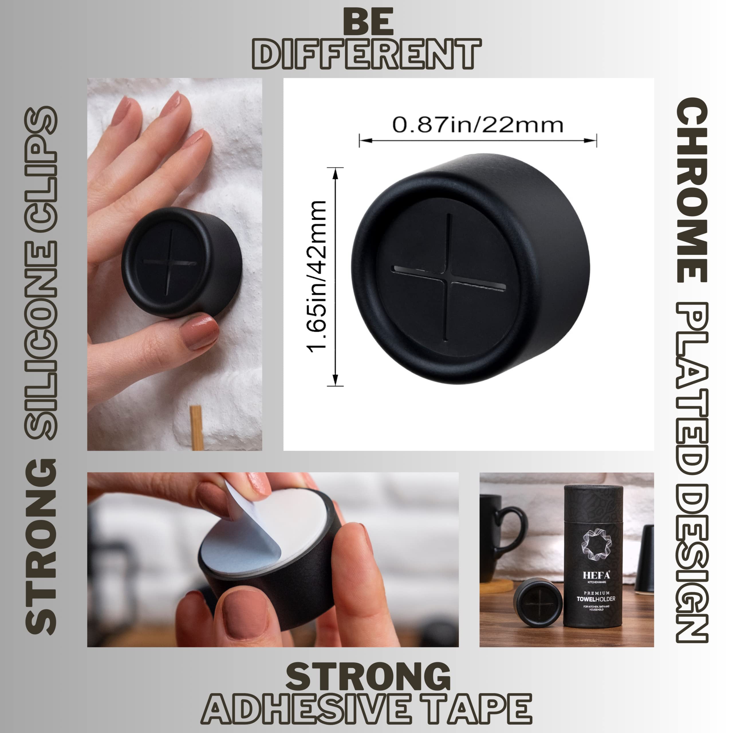 4 Pack HEFA Stainless Steel Towel Hooks - Space Saving Kitchen & Bathroom Organizer for Dish Towels, Hand Towels - Perfect as Christmas Gift & Home Decor Accessories (Use in Kitchen, Bathroom, Laundry Room)