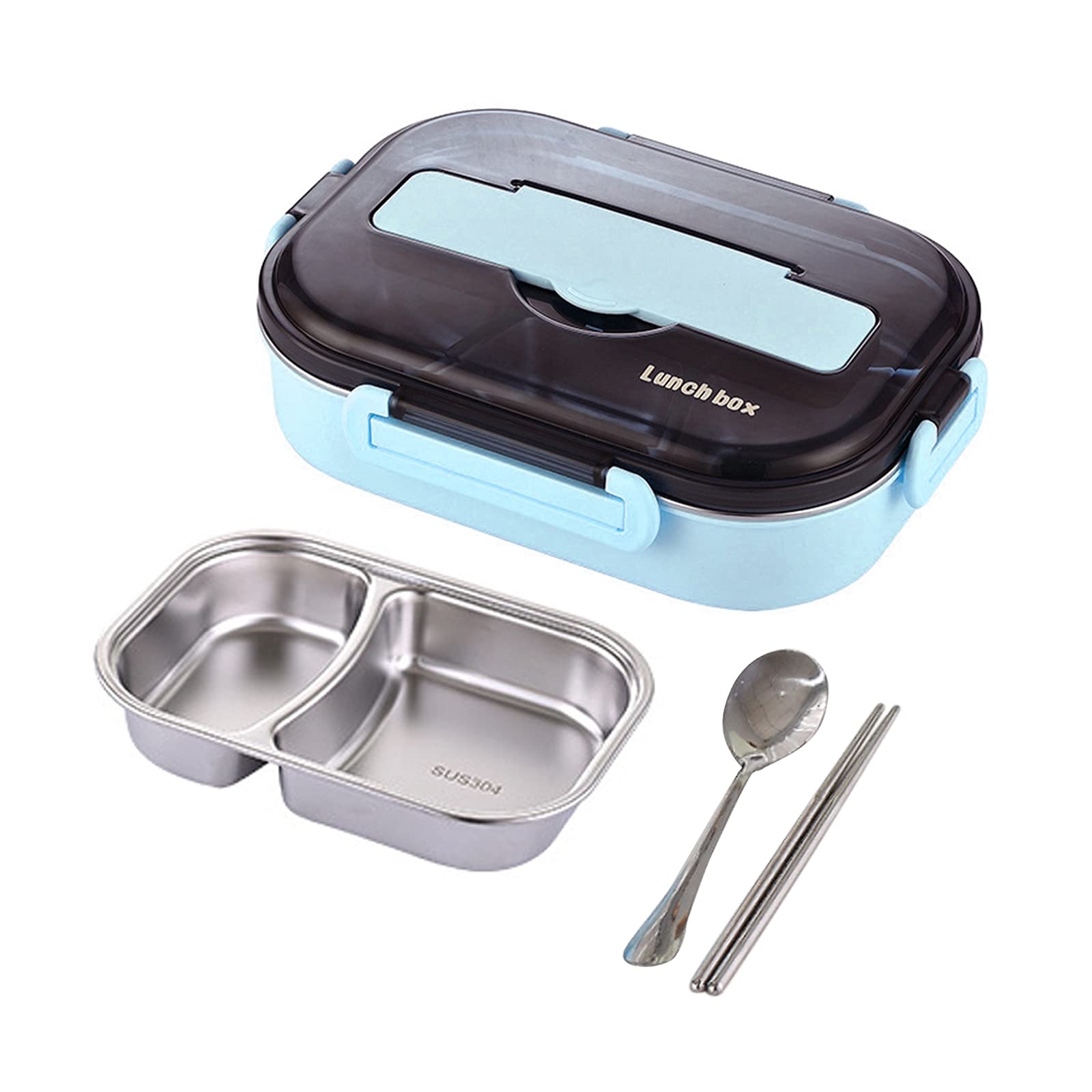 Premium Stainless Steel Lunch Box for Adults & Kids - 3 Compartment Bento Box with Lid (9.05 x 6.49 x 2.95 inches) - Ideal for School, Office, Picnics & Meal Prep