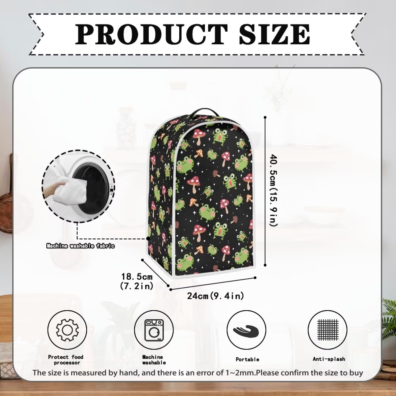 Cute Frog Kitchen Appliance Covers - Food Processor Cover, Coffee Maker Cover, Toaster Cover & Blender Cover - Stain Resistant Polyester Fabric for Stand Mixer & Kitchen Appliances - Perfect for Home, Office or Dorm Room Use