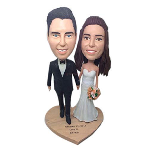 Custom Wedding Cake Topper - Personalized Bobblehead Clay Figurine from Your Photos - Unique Valentine's Day Gift for Couples - Perfect for Wedding Cakes, Anniversary Celebrations & Romantic Surprises