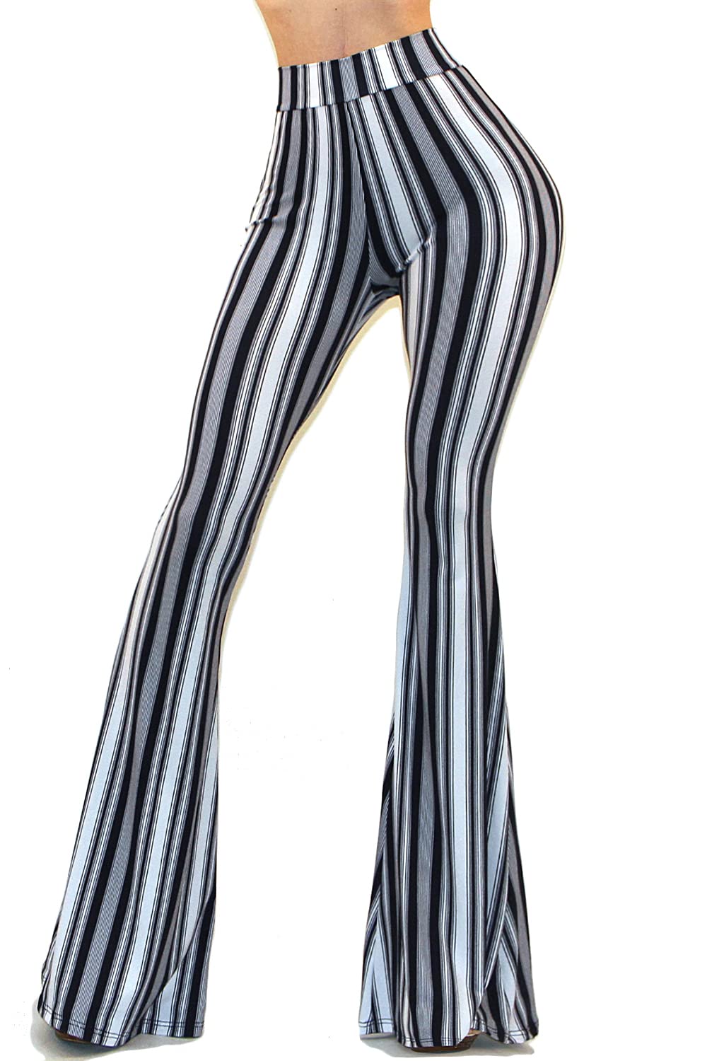 Vivicastle Women's Boho Wide Leg Flare Bell Bottom Pants - USA Hippie Style Solid Color Casual Pants for Music Festivals & Beach Vacations