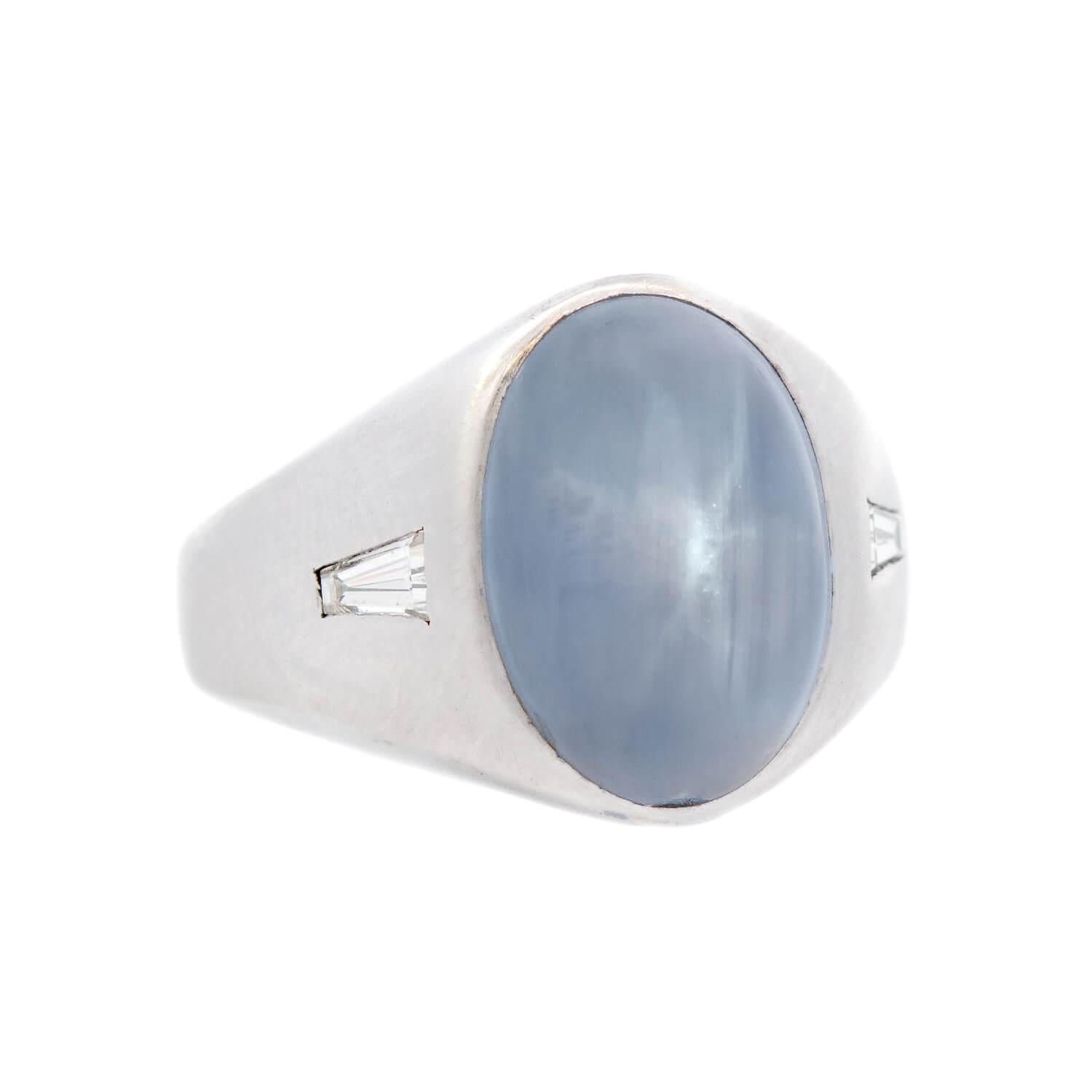 14K Edwardian GIA Certified No Heat Ceylon Sapphire & Diamond Flush Mount Ring - 17.00ct Vintage Jewelry for Weddings, Anniversaries & Special Occasions