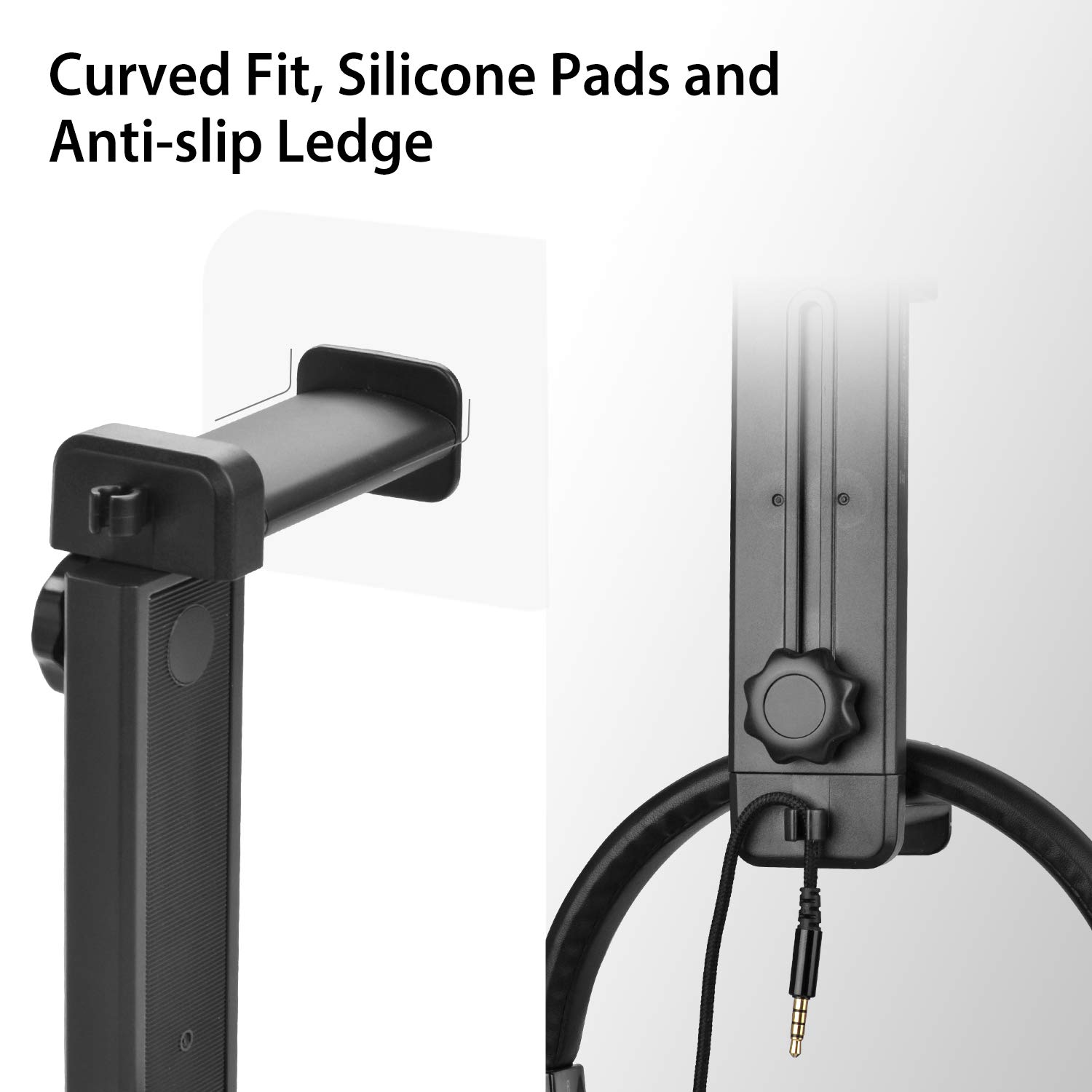 NEETTO HS906 Adjustable Headphone Stand & Hanger - 2-in-1 Gaming Headset Holder with Rotating Clamp & Cable Management - Perfect for Desk Setup, Home Office, and Gaming Stations