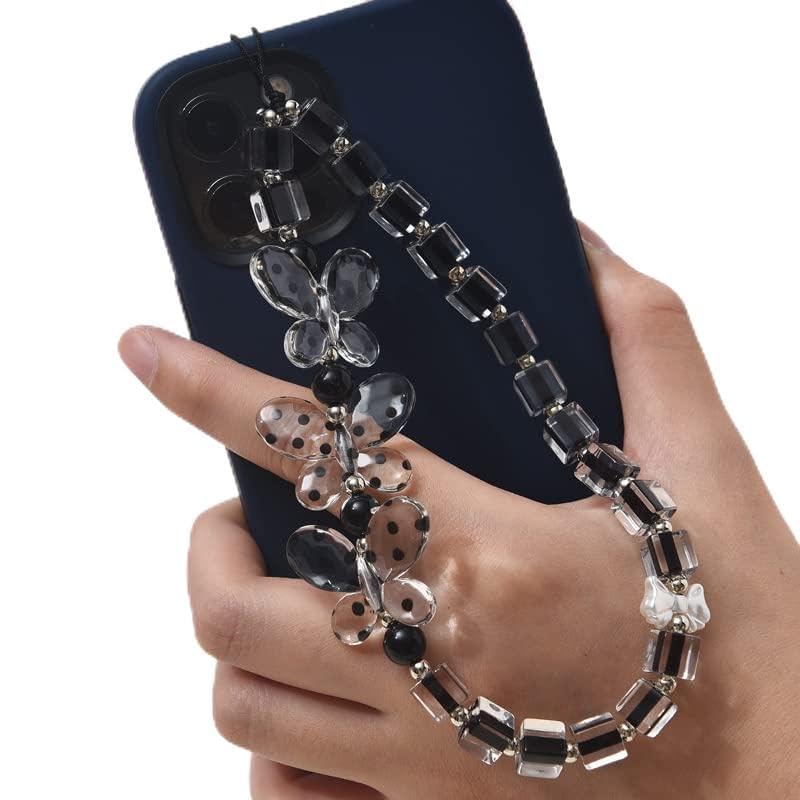Colorful Butterfly Love Heart Imitation Pearl Phone Lanyard - Anti-Lost Wrist Strap for iPhone 14/13/12/11 - Cute Phone Charm Accessory for Women & Girls (Perfect for Parties, Travel & Daily Use)