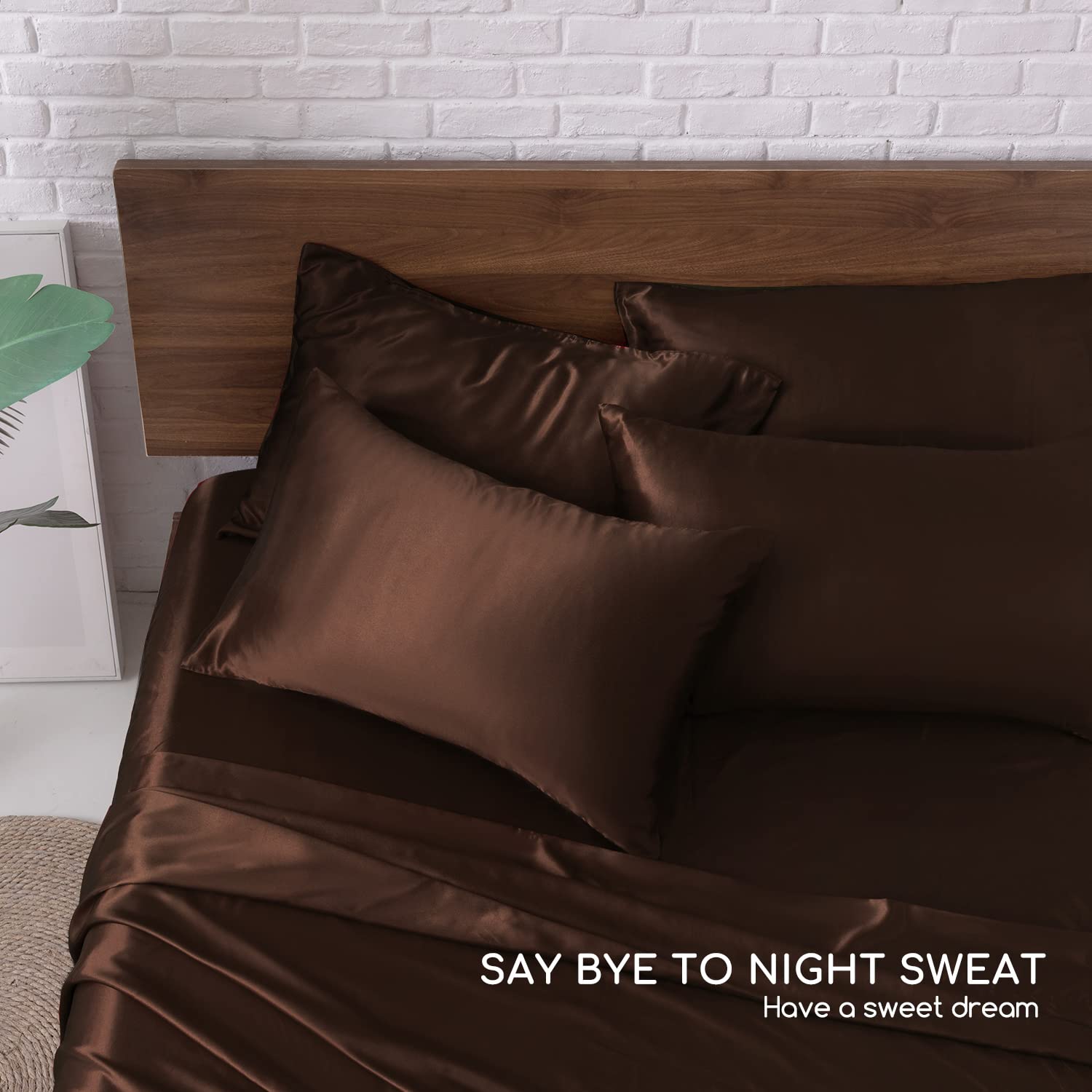 Luxury Satin Bed Sheets Set - 6 Piece King Size Silky Bedding with 15