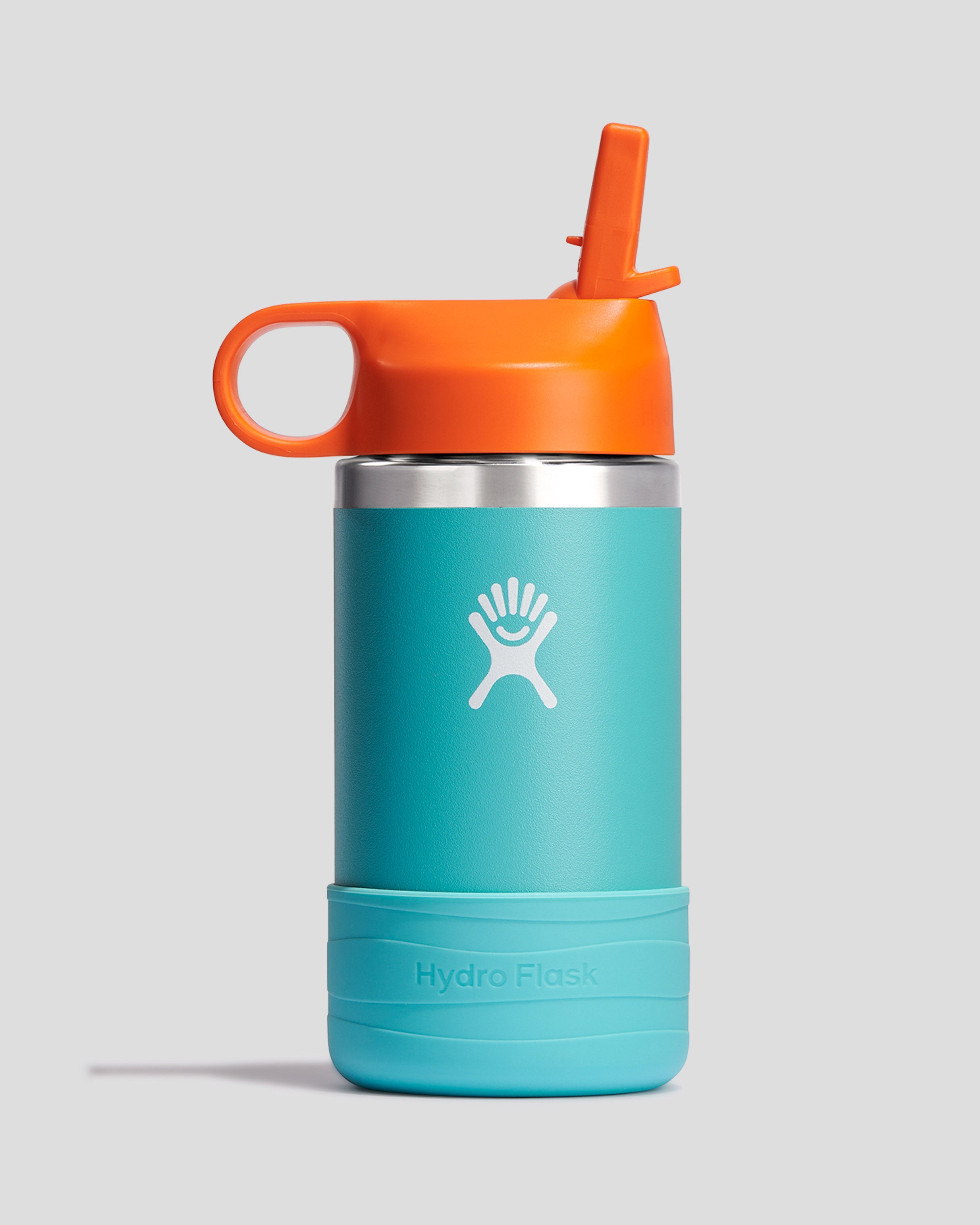 Hydro Flask Kids Wide Mouth 12oz Water Bottle with Straw Lid - Seaspray Blue - Insulated Stainless Steel Bottle for School, Sports & Outdoor Activities