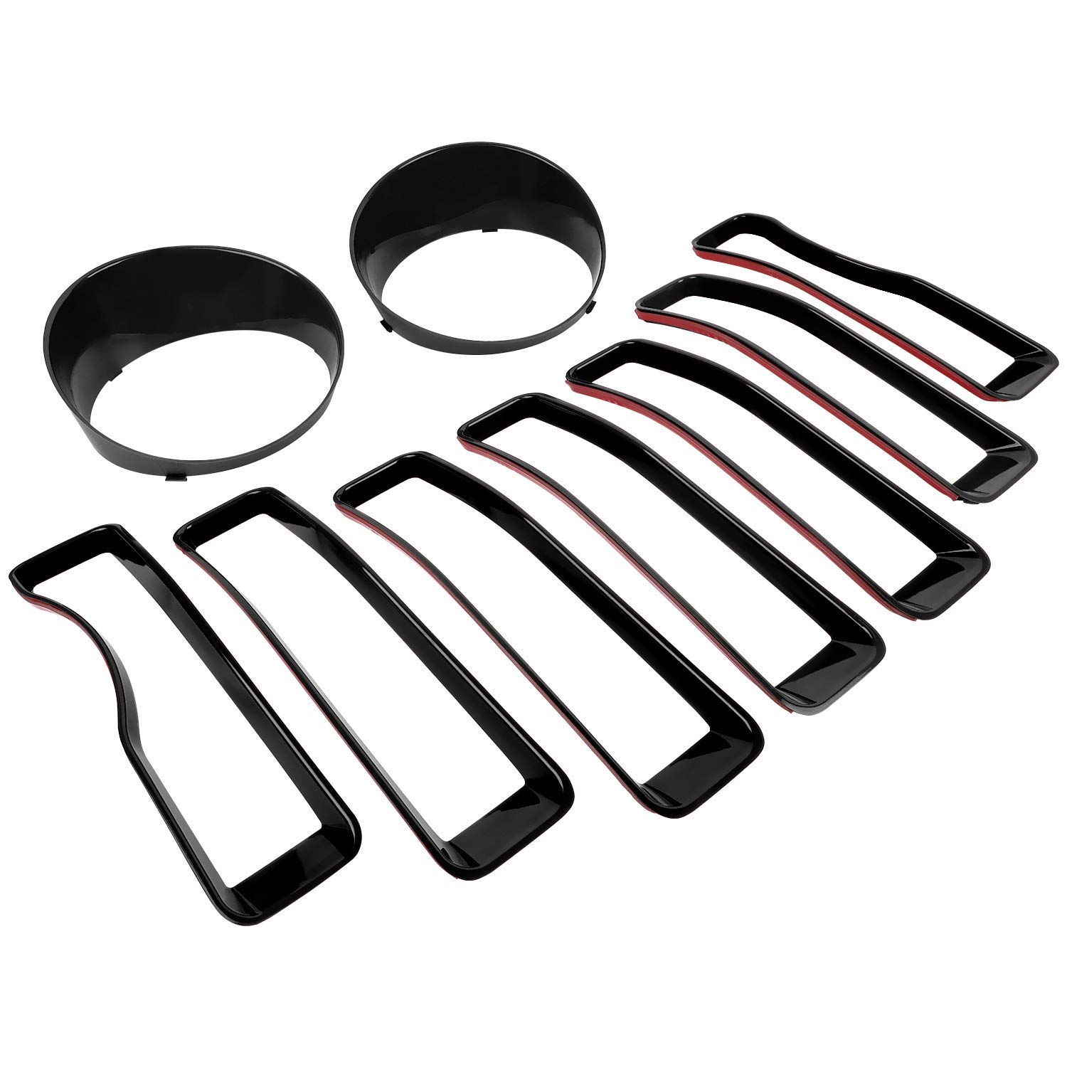 Black Bonbo Mesh Grille Grill Insert & Headlight Turn Signal Light Cover Trim Exterior Accessories for 2018-2023 Jeep Wrangler JL Sport/Sahara - Durable Off-Road Protection & Stylish Upgrade