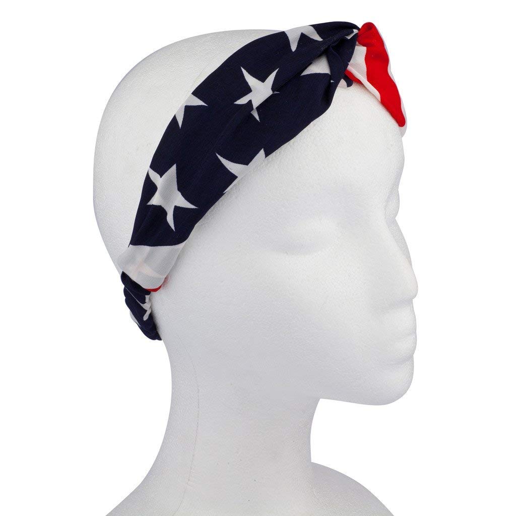 LUX ACCESSORIES Patriotic American Flag Stars & Stripes 4th of July Stretch Headband Set (2pc) - Perfect for Independence Day Celebrations, Festivals, and Outdoor Events