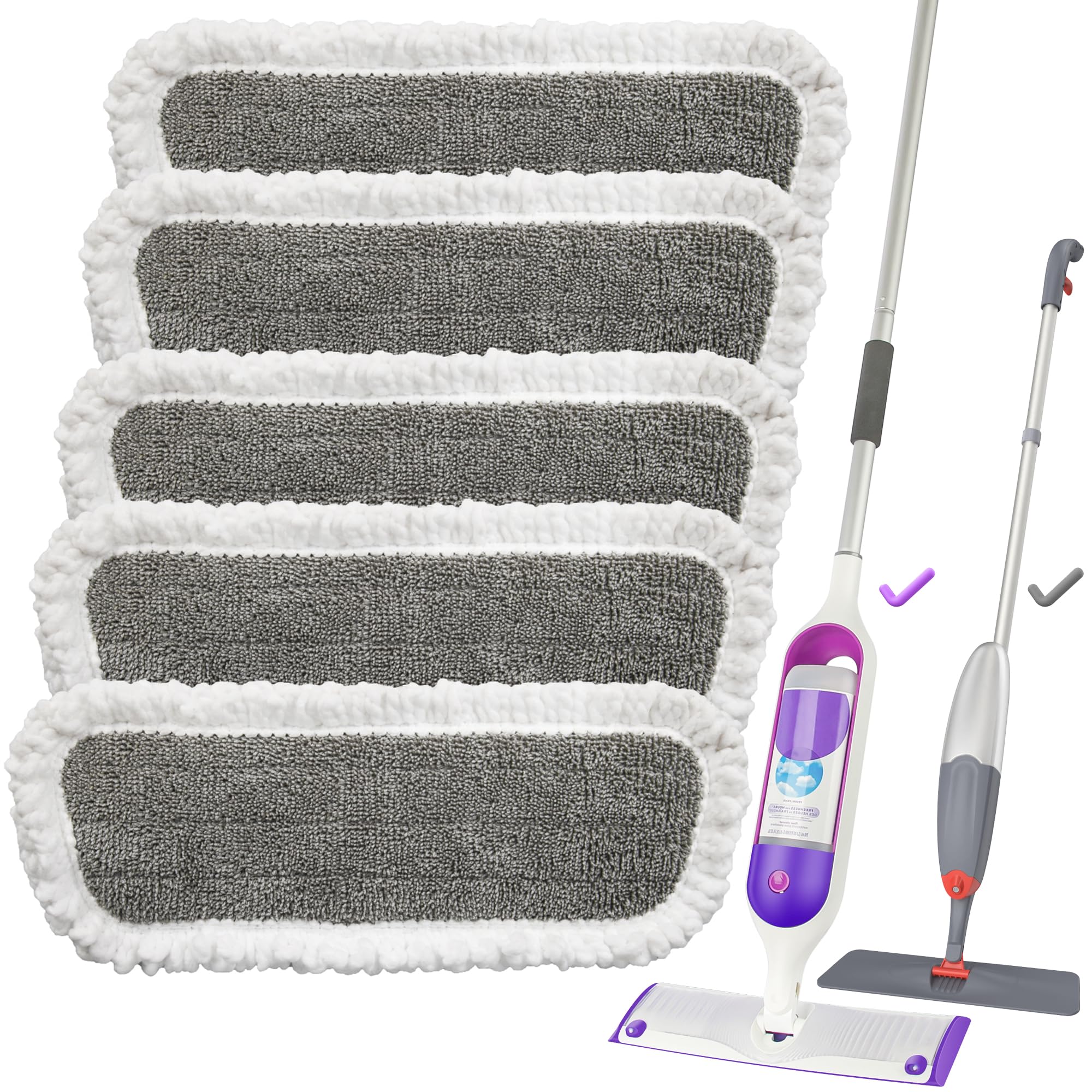 Domi-patrol Spray Mop for Hardwood Floors - Microfiber Wet Dry Mop with 8 Washable Pads & Refillable Bottle - Perfect for Tile, Laminate & Hardwood Floor Cleaning - Ideal for Kitchen, Bathroom & Living Room Cleaning