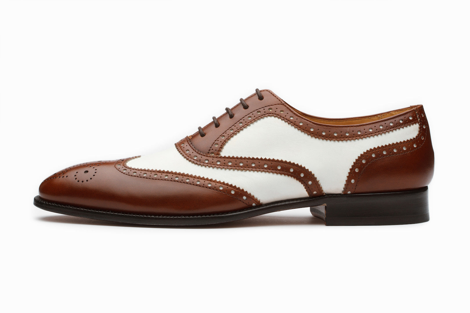 Men's Spectator Wingtip Oxford Shoes in Brown & White - Classic Two-Tone Dress Shoes for Business, Office & Formal Events