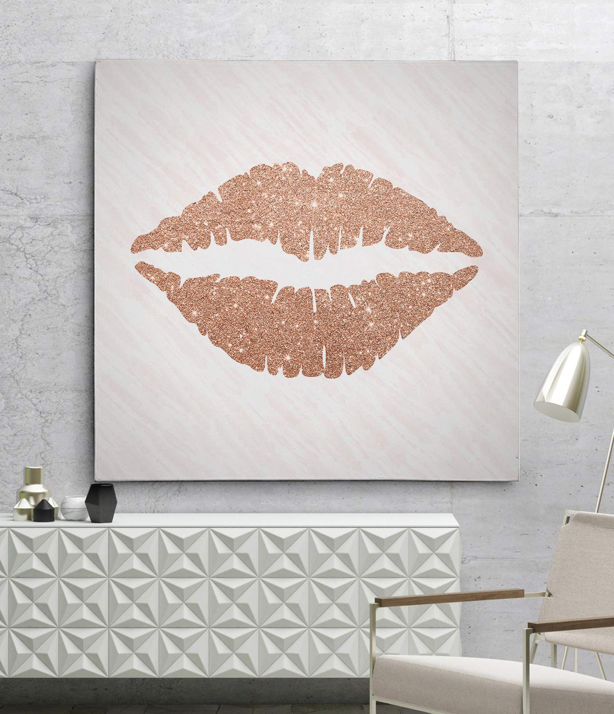 Wexford Home Rose Gold Kiss Gallery Wrapped Canvas Wall Art - Elegant Romantic Decor for Living Room, Bedroom & Office - Perfect Gift for Valentine's Day & Anniversaries