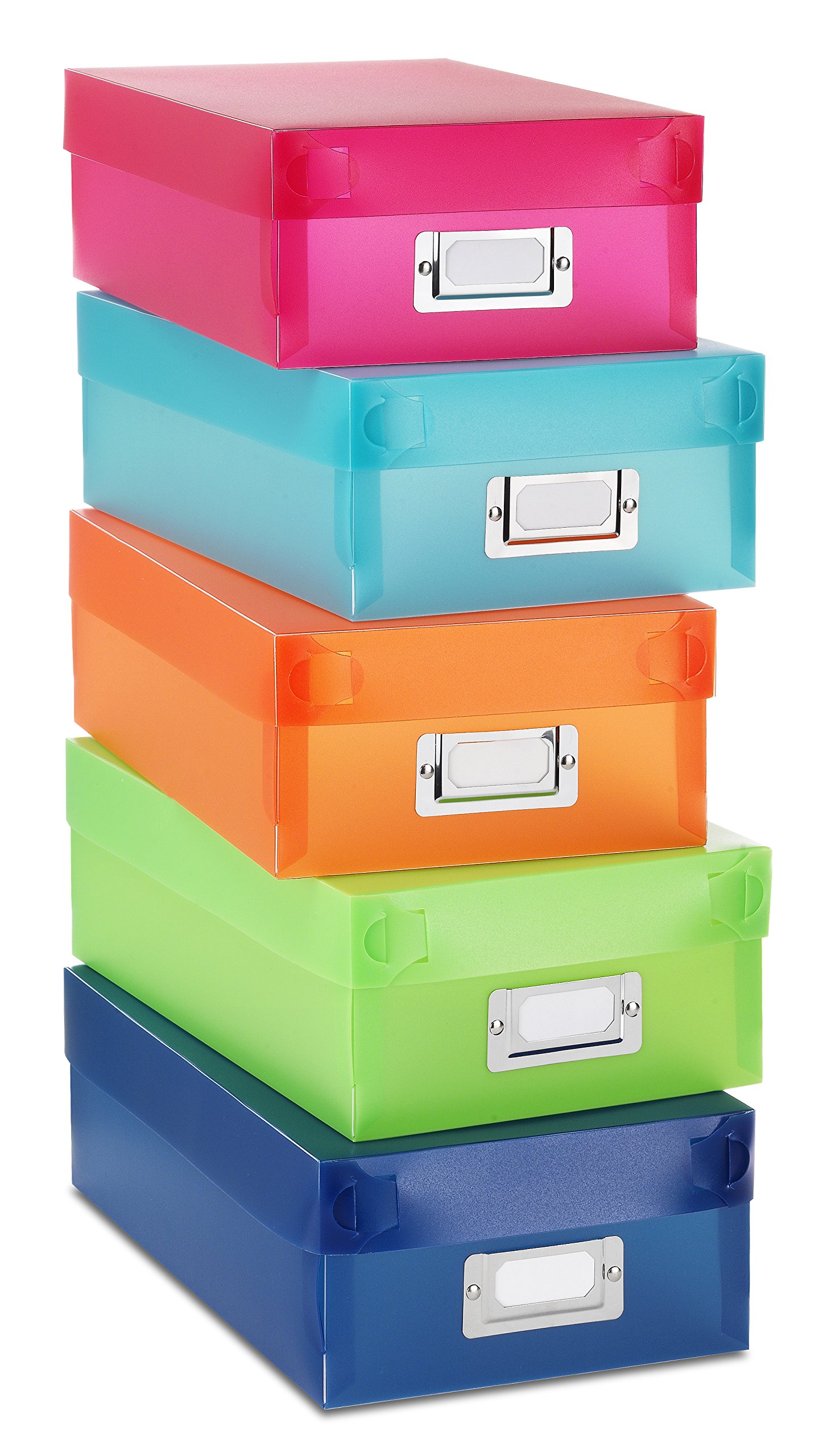 Whitmor Plastic Storage Organizer Boxes - Set of 5, Multi-Purpose Stackable Bins for Home, Office & Closet Organization (Colors May Vary) - Perfect for Toys, Crafts, Makeup & Small Item Storage