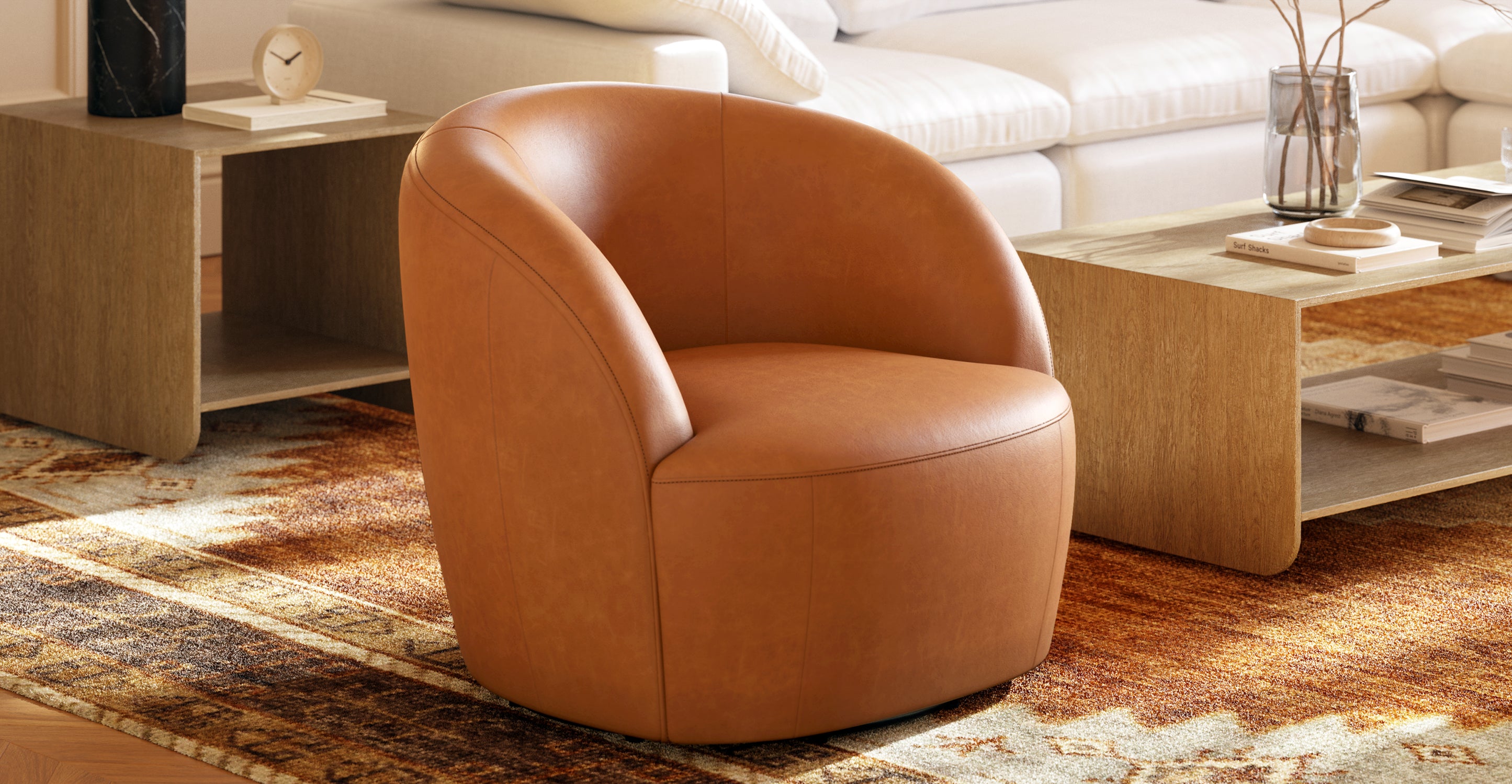 Premium Alma Leather Swivel Chair - 360° Rotating Office Chair with Adjustable Height - Perfect for Home Office, Conference Rooms & Executive Workspaces