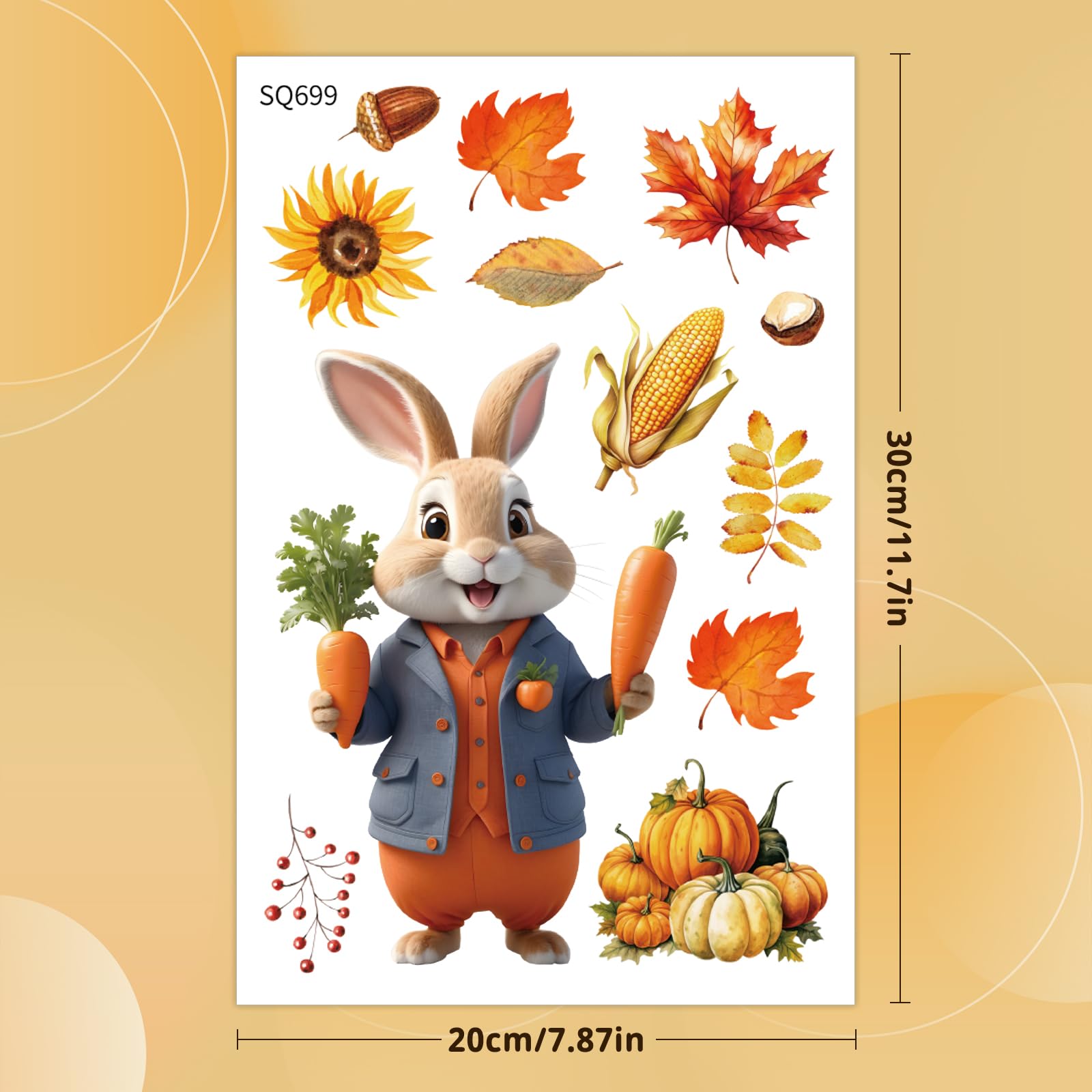 Joyoldelf 88-Piece Autumn Window Stickers Set - Fall Home Decor with 3D Animated Scarecrow, Bear & Rabbit Designs - Thanksgiving Window Clings for Glass Doors & Windows - Perfect for Seasonal Home Decorating & Holiday Parties