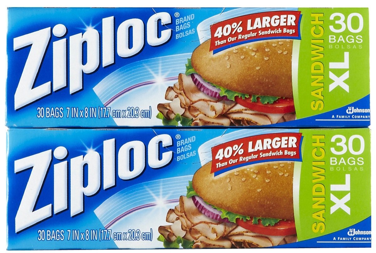 Extra Large Ziploc Sandwich Bags - 30 Count (2 Pack) - Perfect for School Lunches, Meal Prep & Food Storage