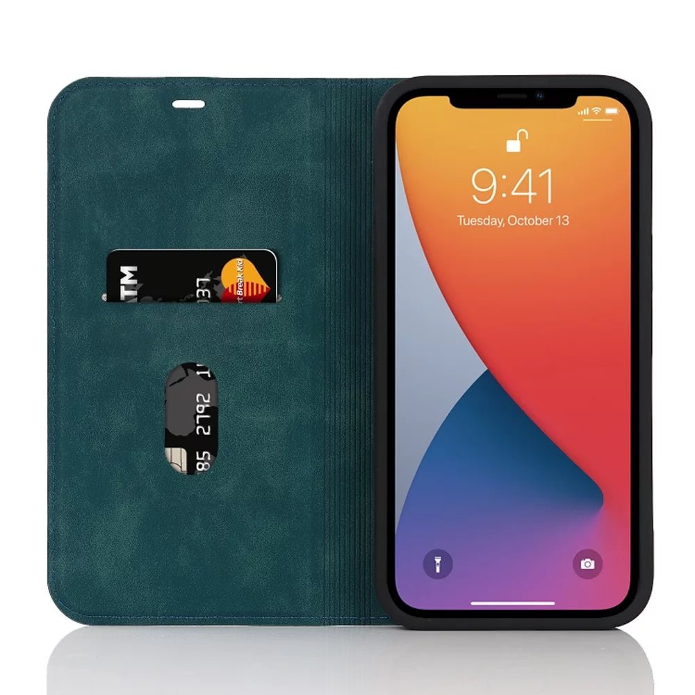 Premium Genuine Leather Wallet Case with MagSafe for iPhone 13/14/15 Pro Max - Slim RFID Blocking Card Holder for Daily Use & Travel
