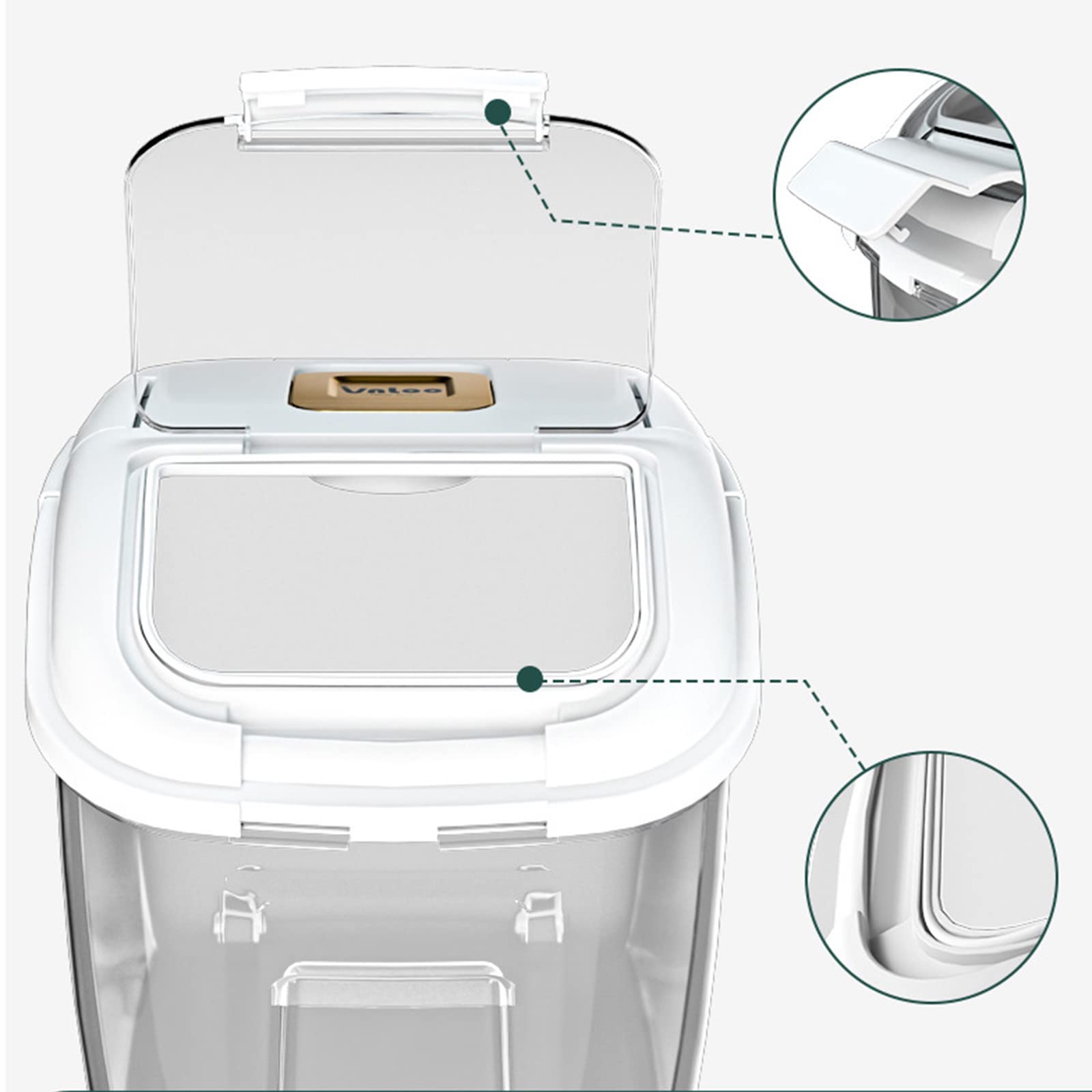 MOTOFUTURE 10kg Airtight Grain Storage Container - Sealed Rice Bin, Kitchen Food Storage Box with Measuring Cup for Beans, Corn, Oats & Rice - Perfect for Pantry Organization & Bulk Food Storage (Green)
