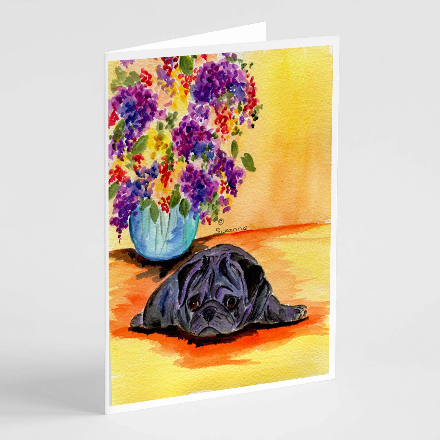 Pug Greeting Cards & Envelopes - Pack of 8 Blank A7 (5x7) Note Cards for Birthdays, Thank You Notes & Special Occasions | Whimsical Dog Lover Stationery
