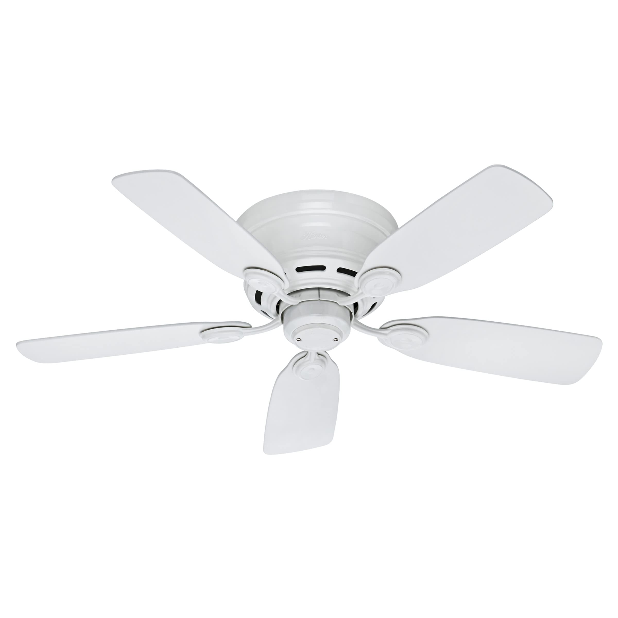Hunter 51059 42-Inch Indoor Low Profile IV Ceiling Fan with Pull Chain Control, White Finish - Perfect for Bedrooms, Living Rooms & Home Offices