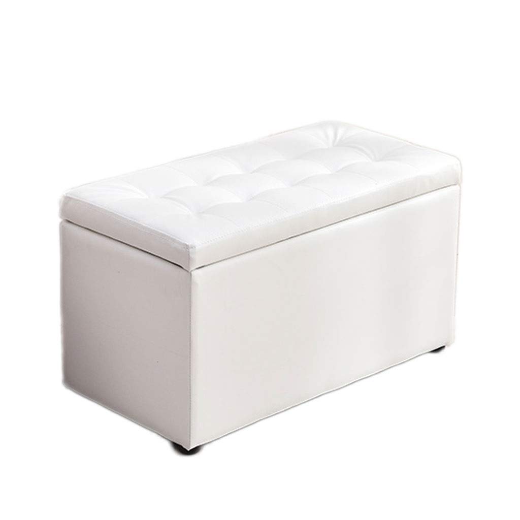 Wooden Shoe Storage Bench with Lid - 60x40x40cm White PU Upholstered Entryway Stool, Waterproof Non-Slip Footrest for Hallway, Living Room & Bedroom Organization