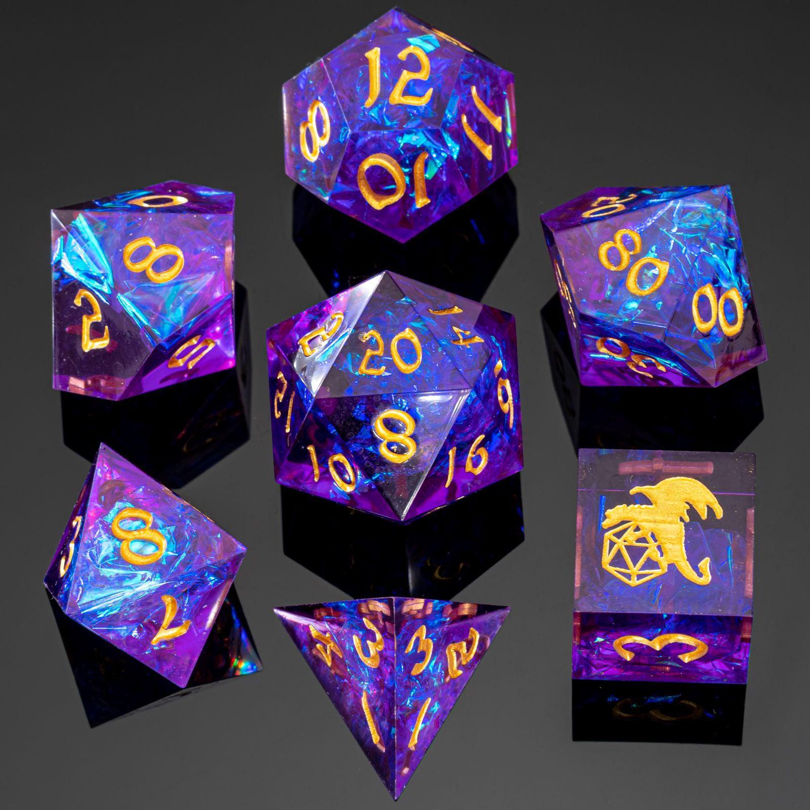 Captured Magic: Purple (7 Die RPG Set) - Premium Polyhedral Dice for Dungeons & Dragons, Pathfinder & Tabletop RPG Games | Perfect for Gamers, Collectors & Fantasy Roleplaying Adventures