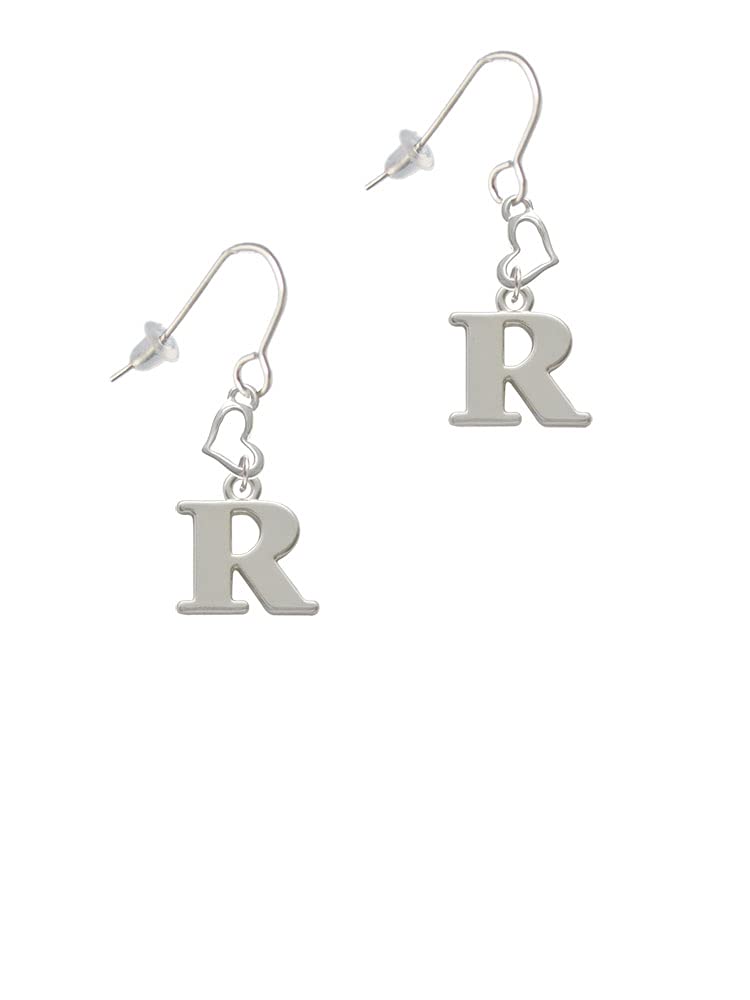 Delight Jewelry Silver Initial Heart Earrings for Women