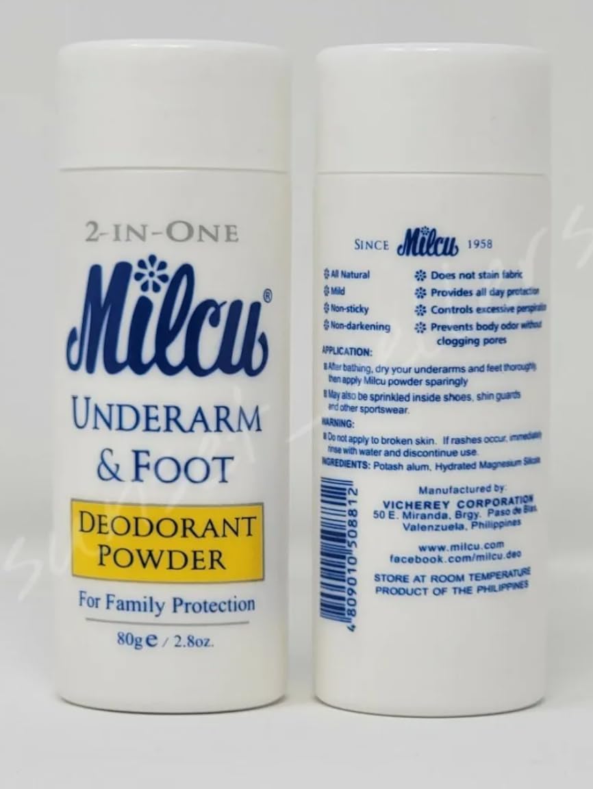Milcu Underarm & Foot Deodorant Powder - 80g Large Size for Men & Women - All-Day Odor Protection for Gym, Work & Outdoor Activities